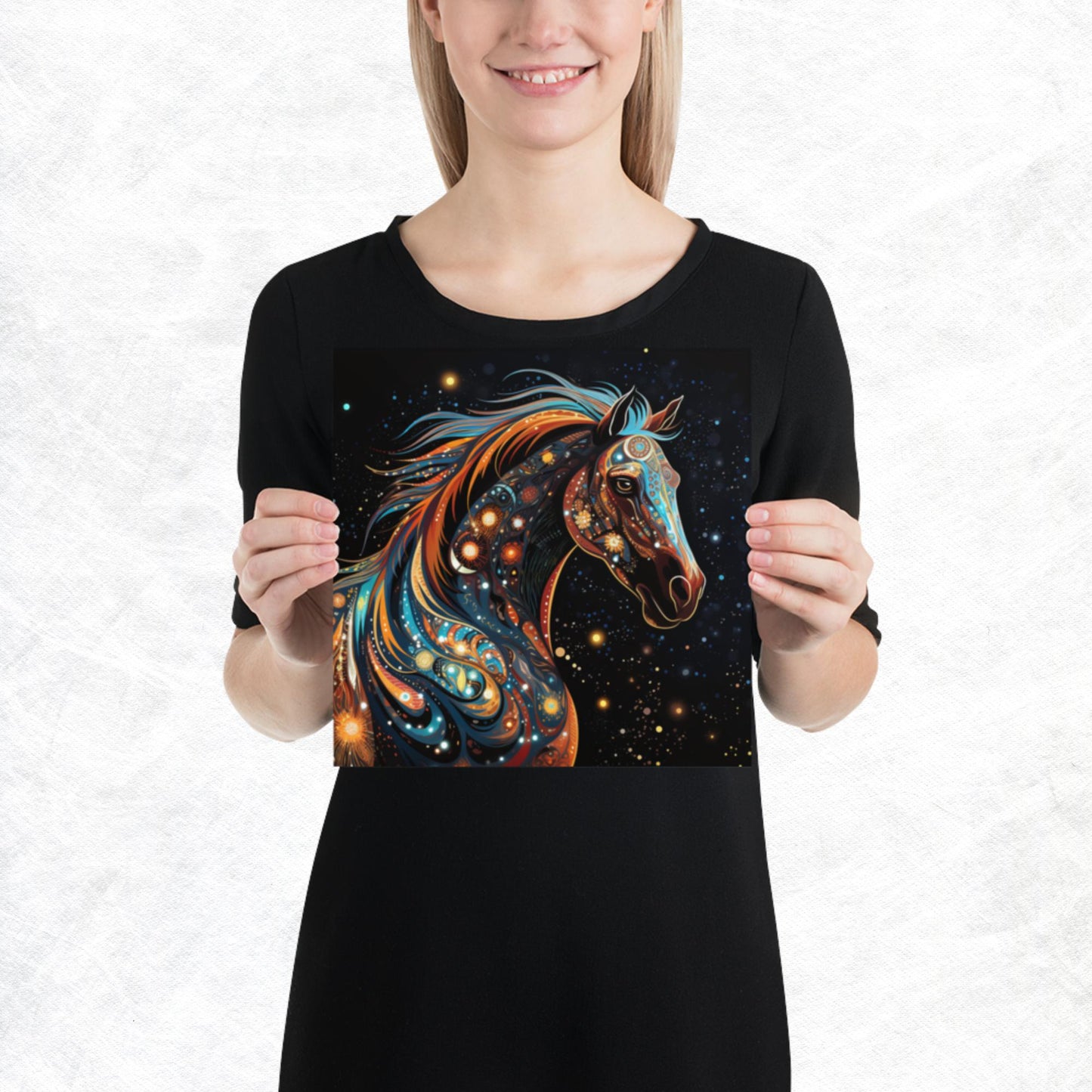 Dot Art Horse Paper Poster