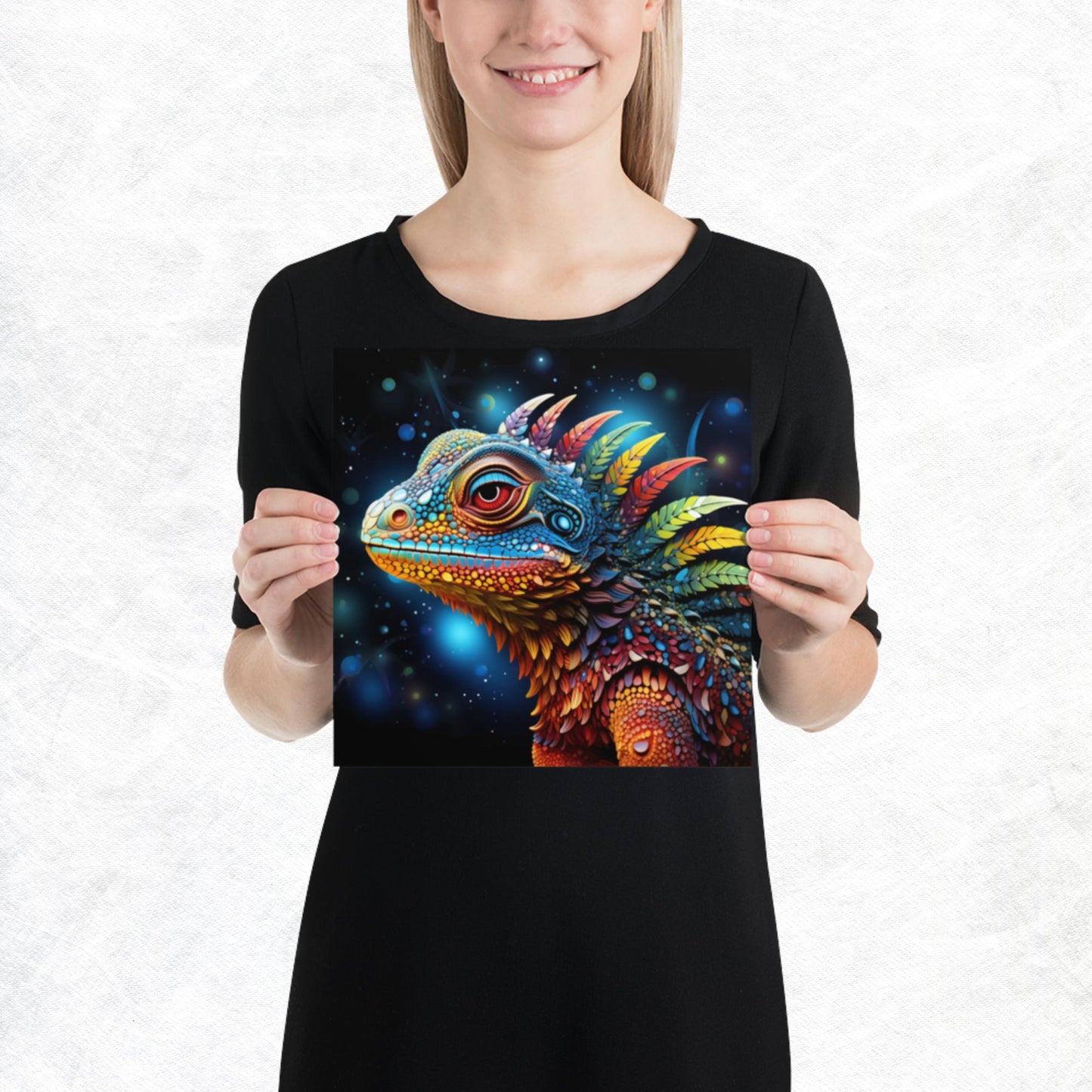 Dot Art Iguana Paper Poster