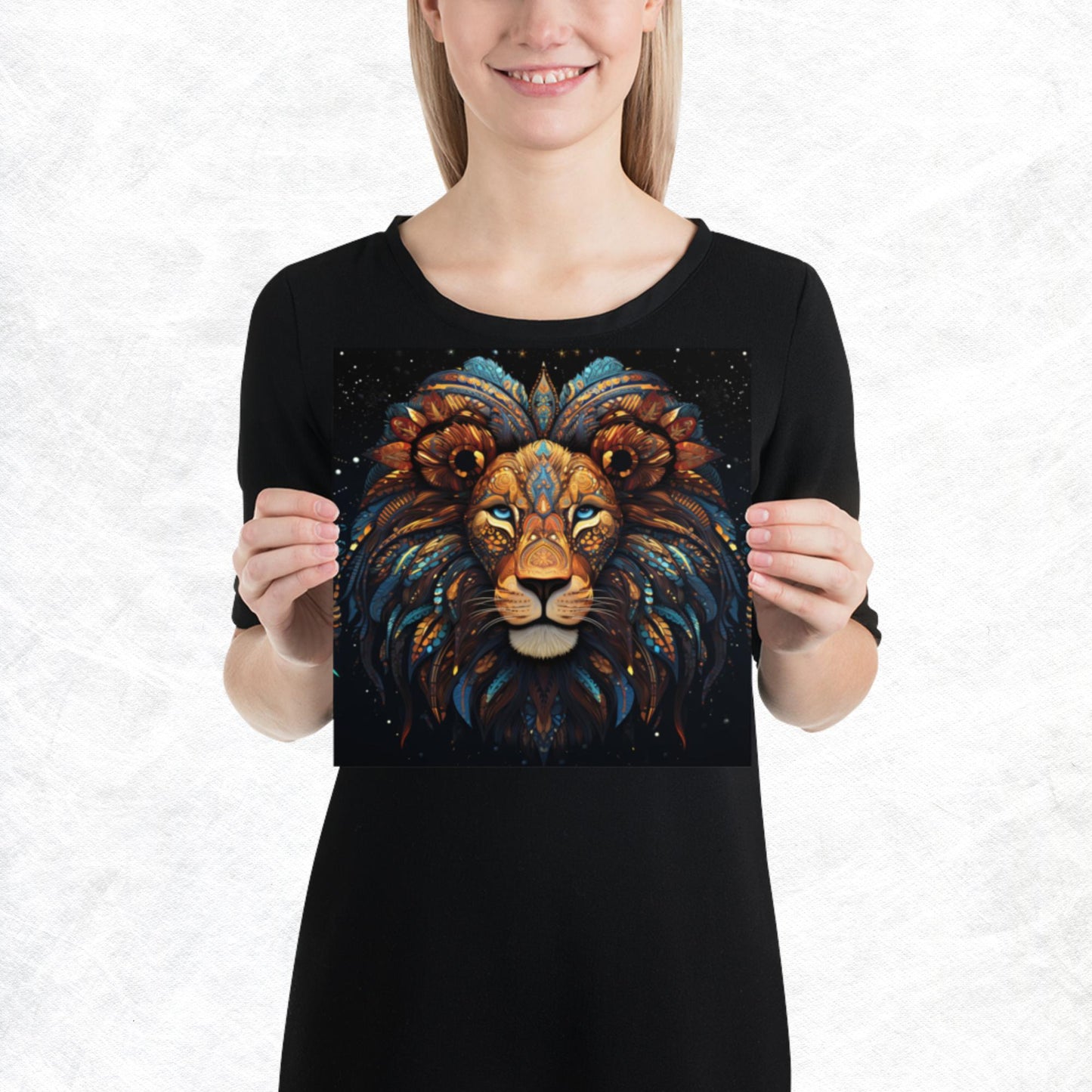 Dot Art Lion Paper Poster