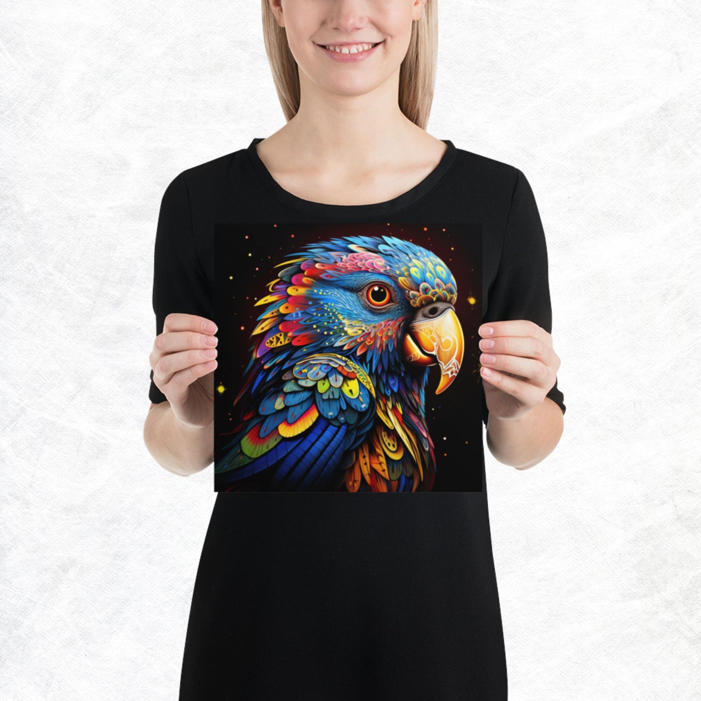 Dot Art Parrot Paper Poster