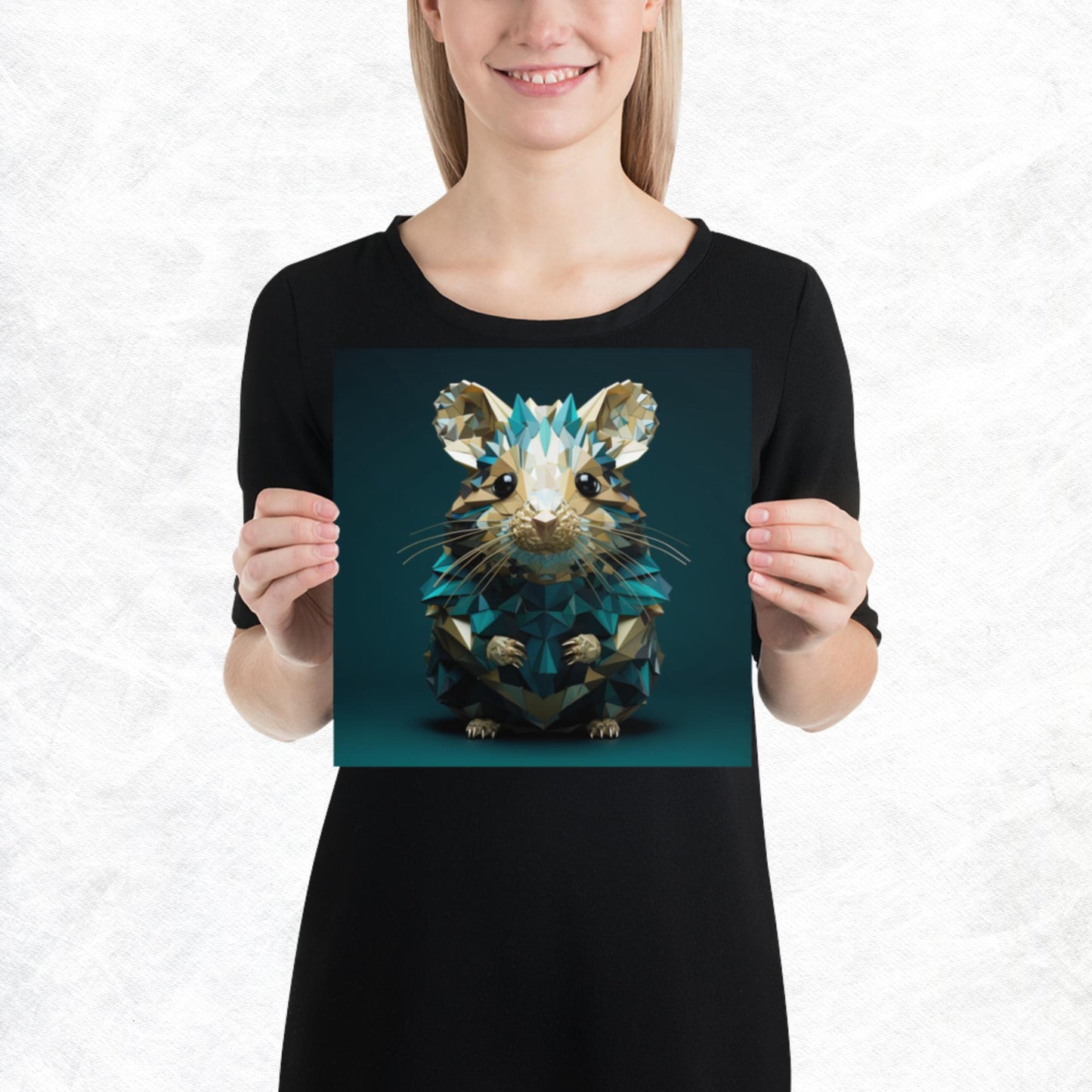 Blue Gold Hamster Paper Poster