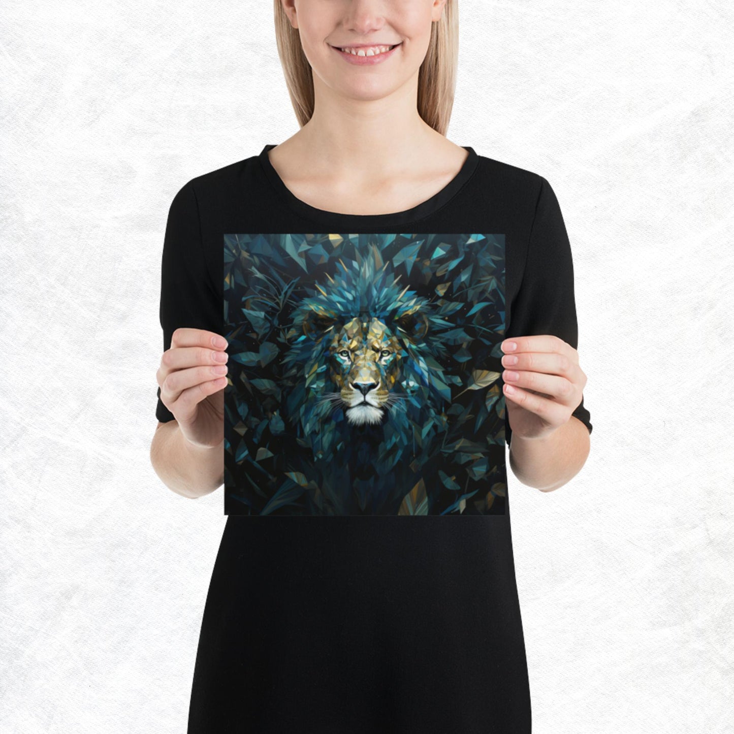 Blue Gold Lion Paper Poster