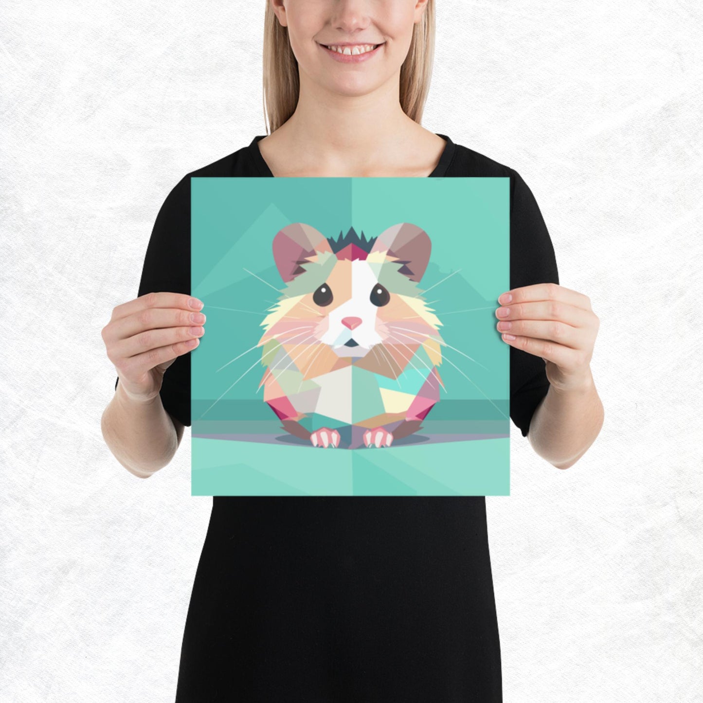 Green and Pink Hamster Paper Poster