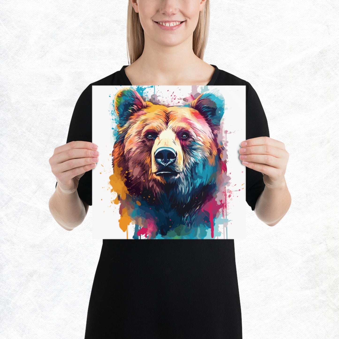 Rainbow Paint Bear Paper Poster