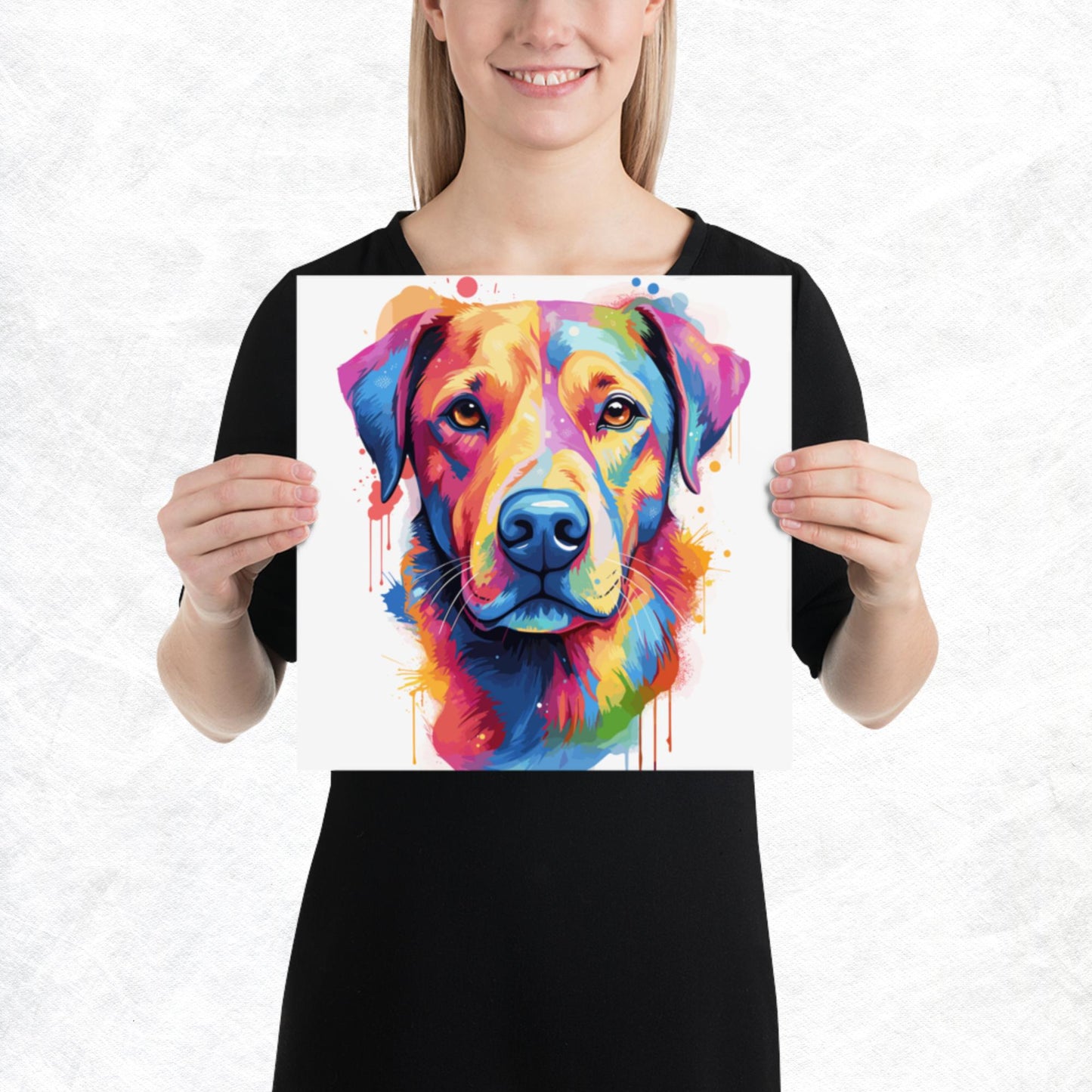 Rainbow Paint Dog Paper Poster