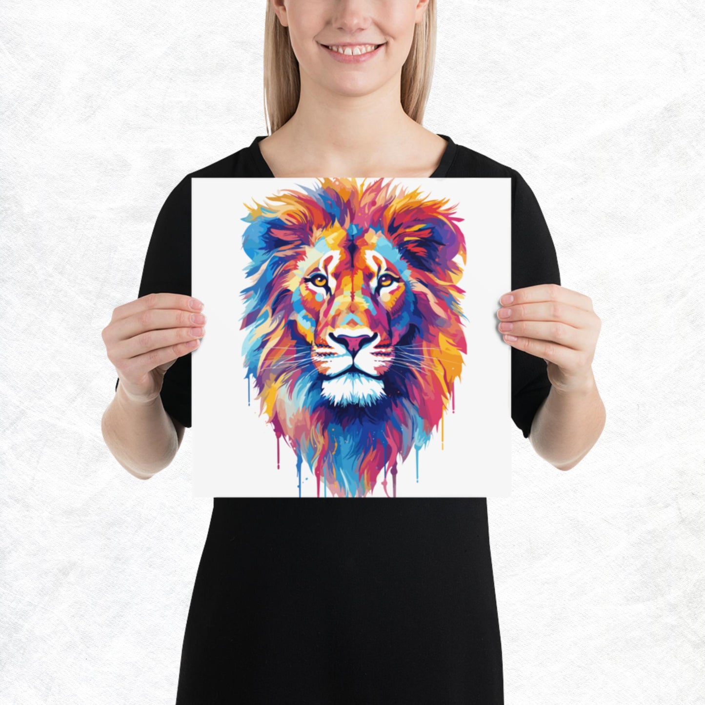 Rainbow Paint Lion Paper Poster