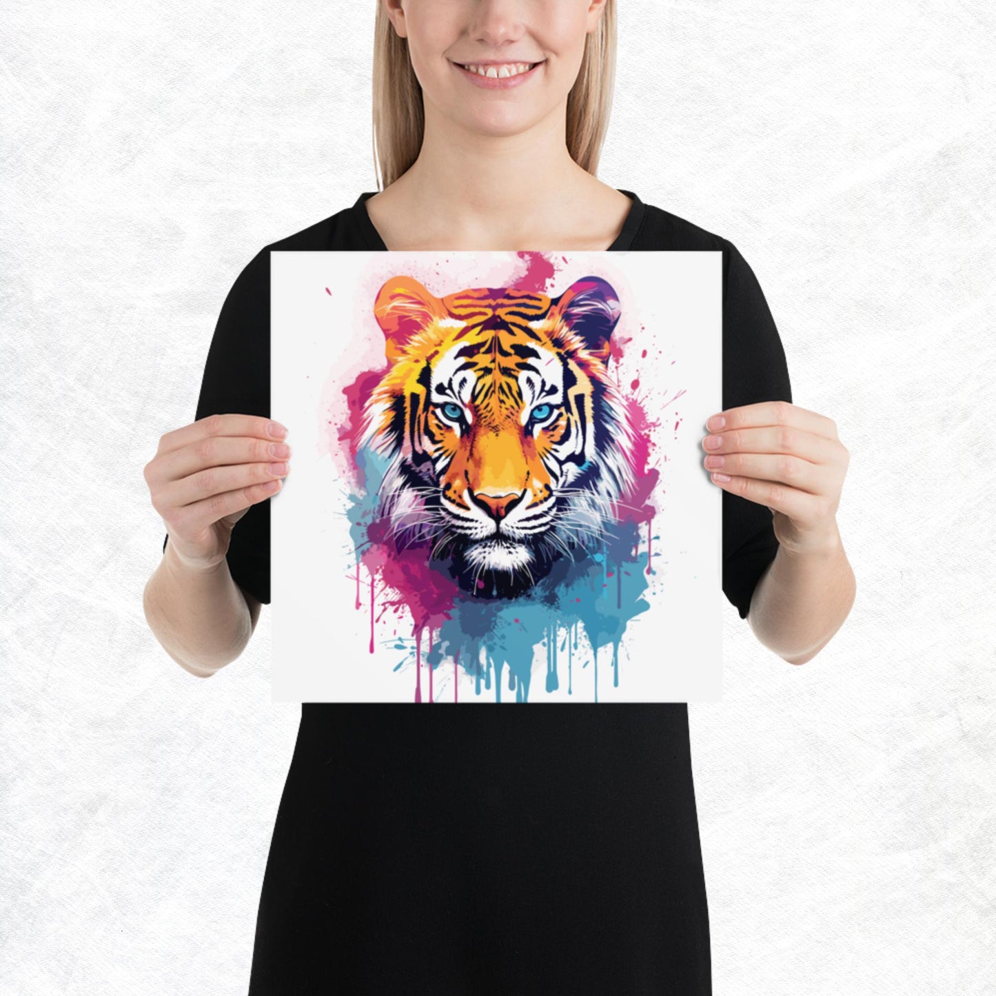 Rainbow Paint Tiger Paper Poster