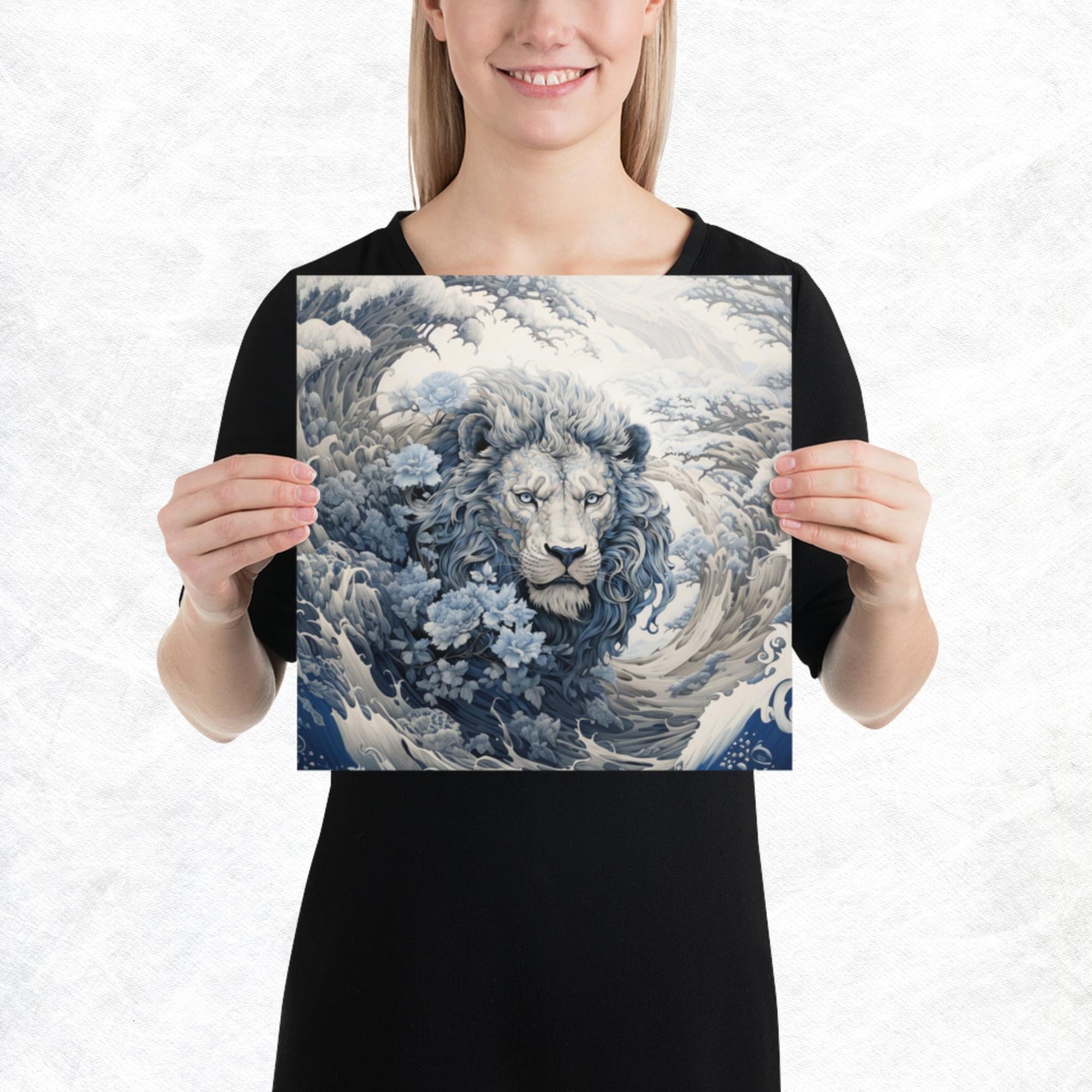 Ukiyo-e Lion Paper Poster