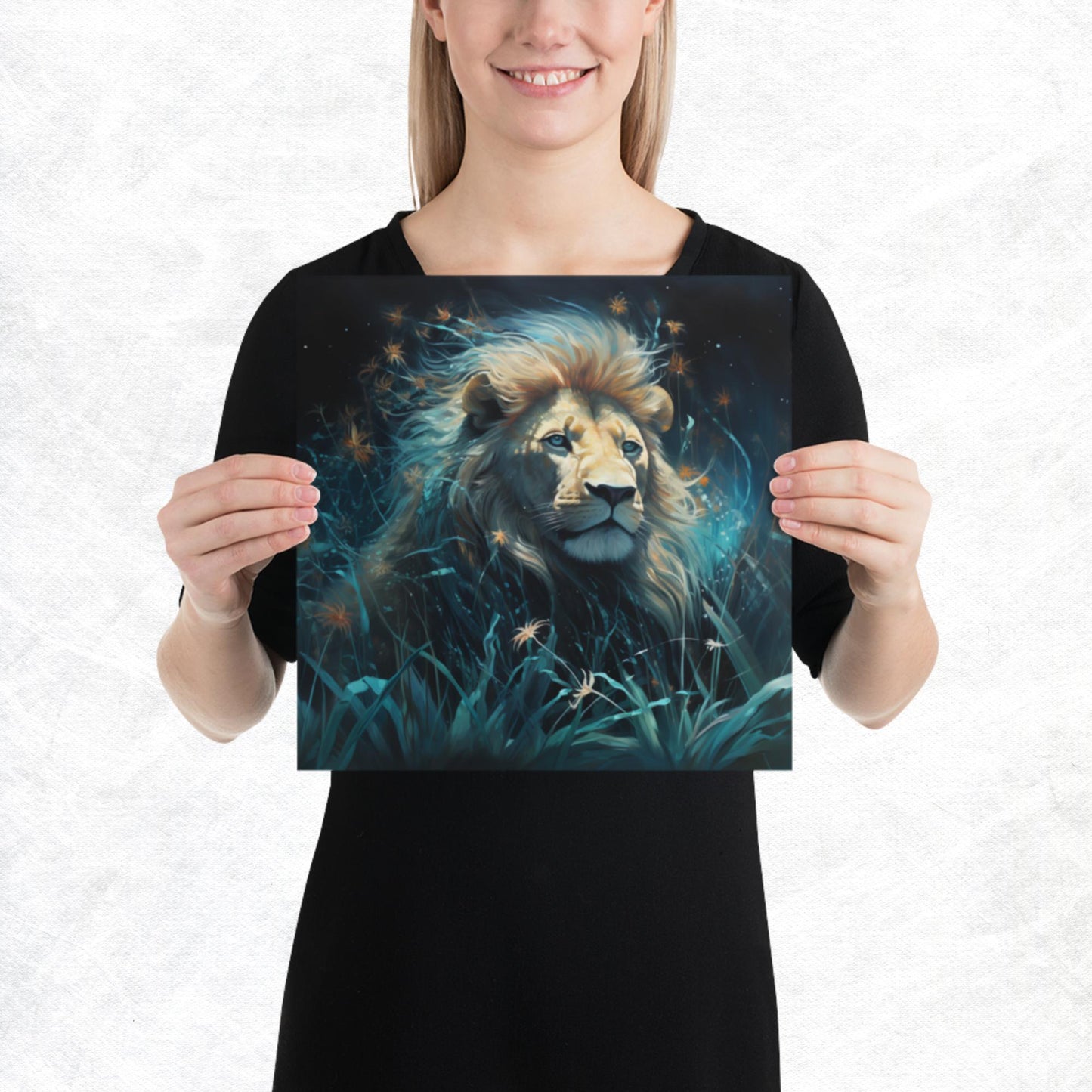 Dark Turquoise Lion Paper Poster