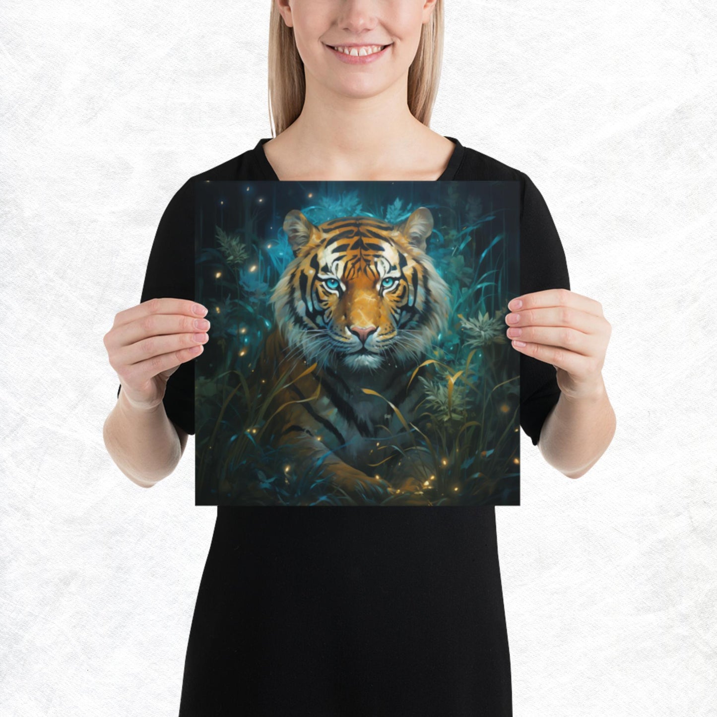 Dark Turquoise Tiger Paper Poster
