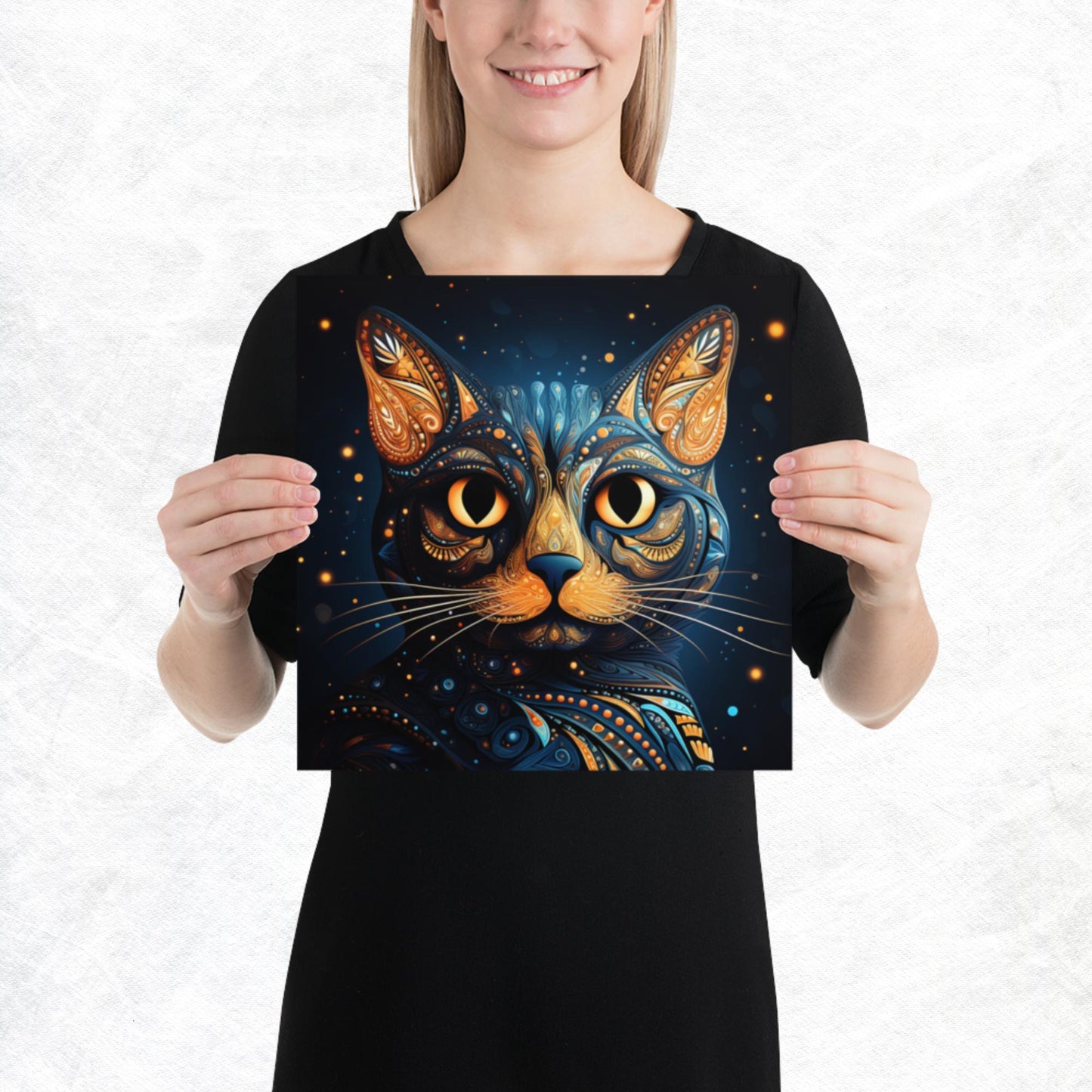 Dot Art Cat Paper Poster