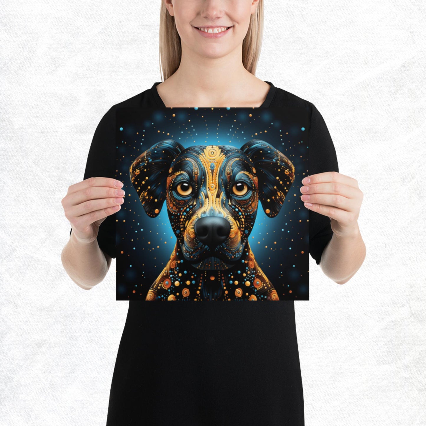 Dot Art Dog Paper Poster