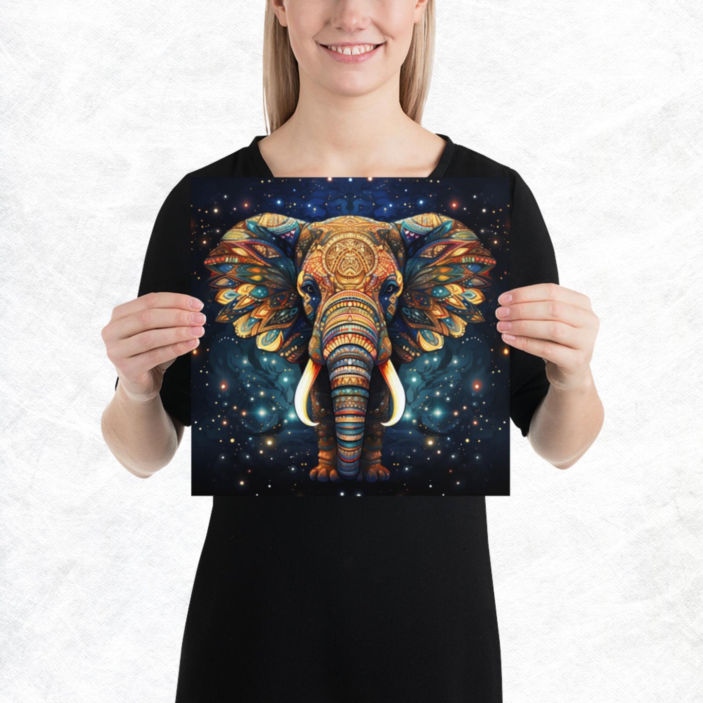 Dot Art Elephant Paper Poster