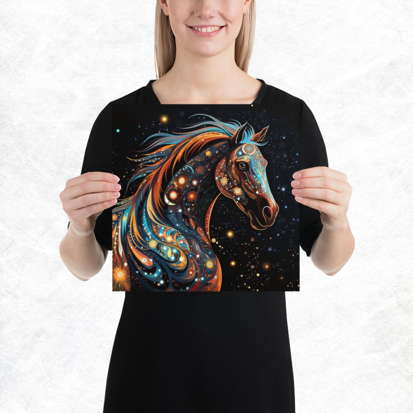 Dot Art Horse Paper Poster