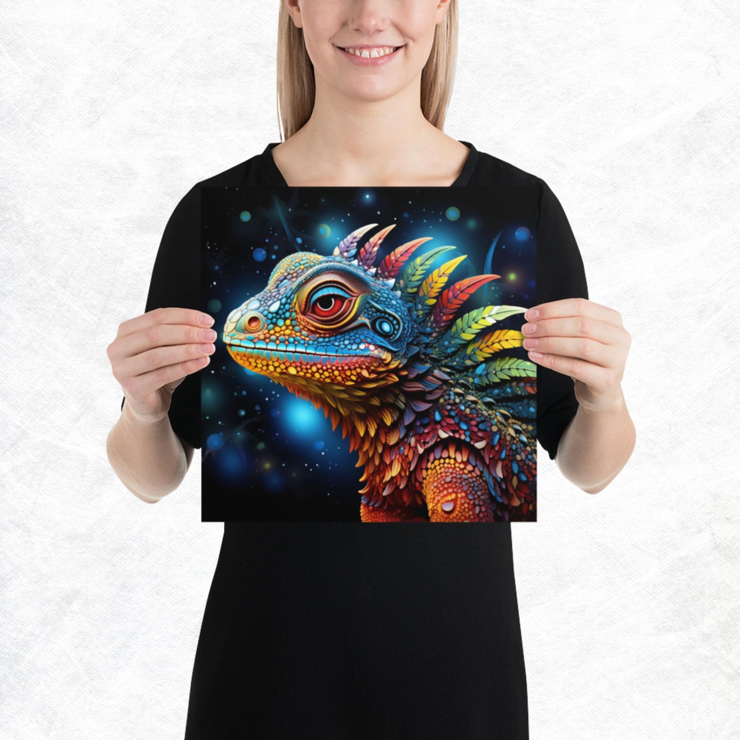 Dot Art Iguana Paper Poster