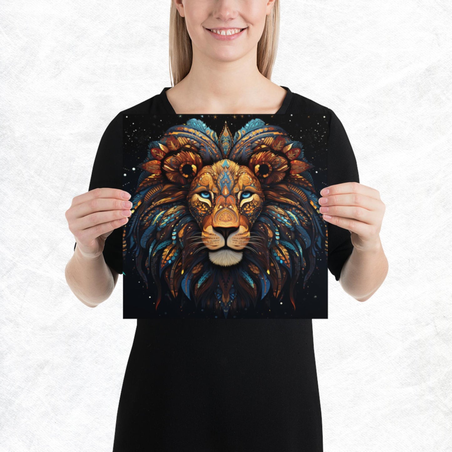 Dot Art Lion Paper Poster