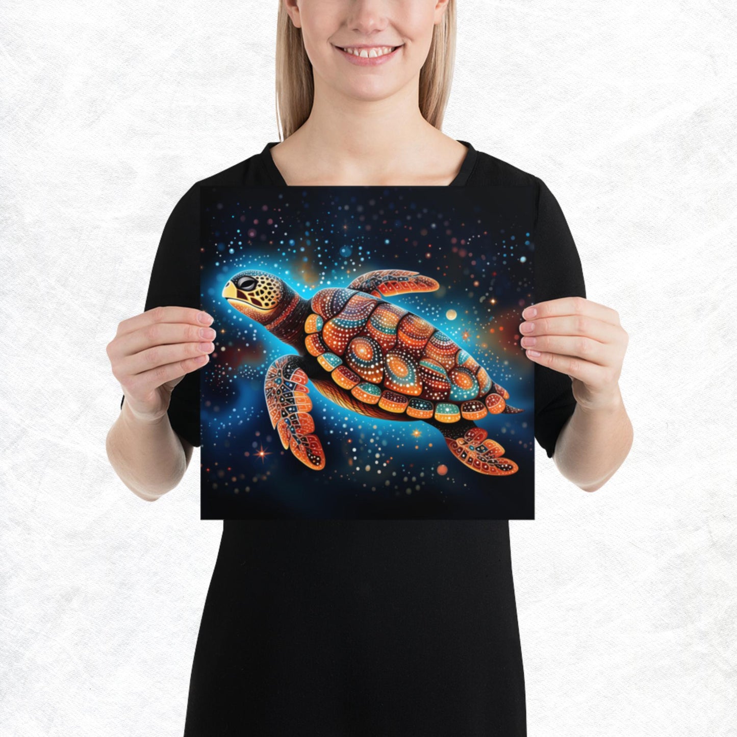 Dot Art Turtle Paper Poster