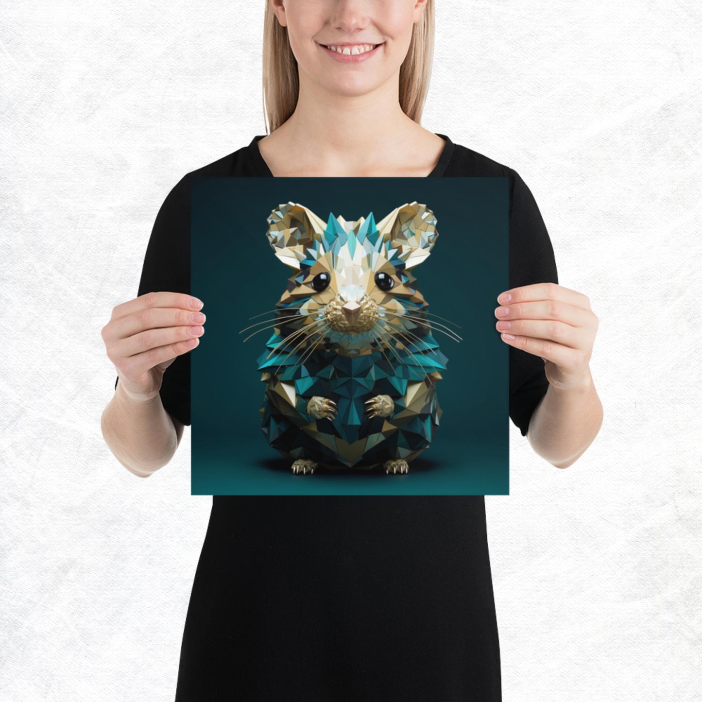 Blue Gold Hamster Paper Poster