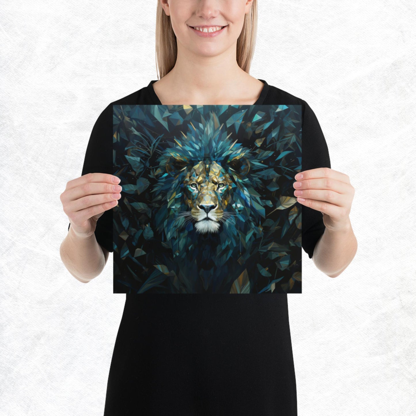Blue Gold Lion Paper Poster