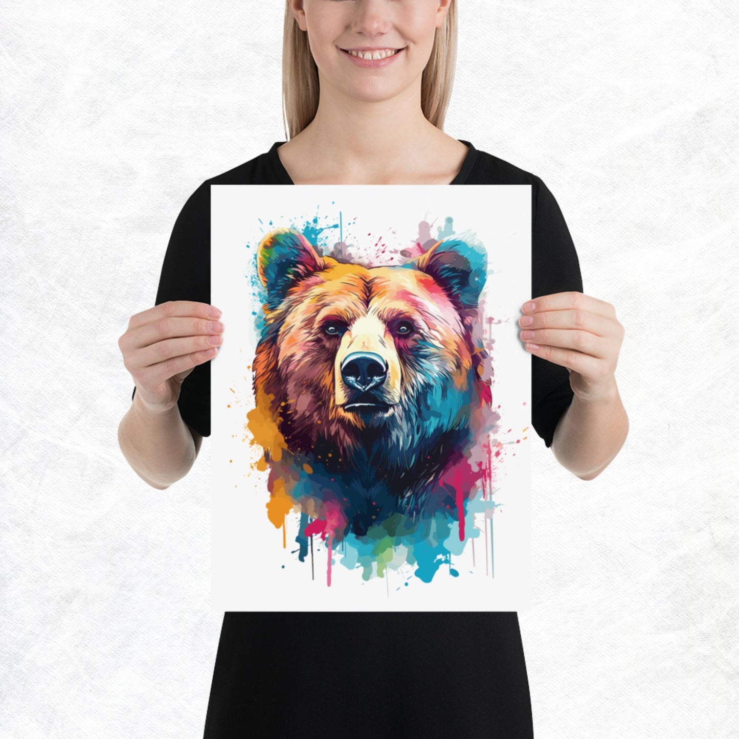 Rainbow Paint Bear Paper Poster