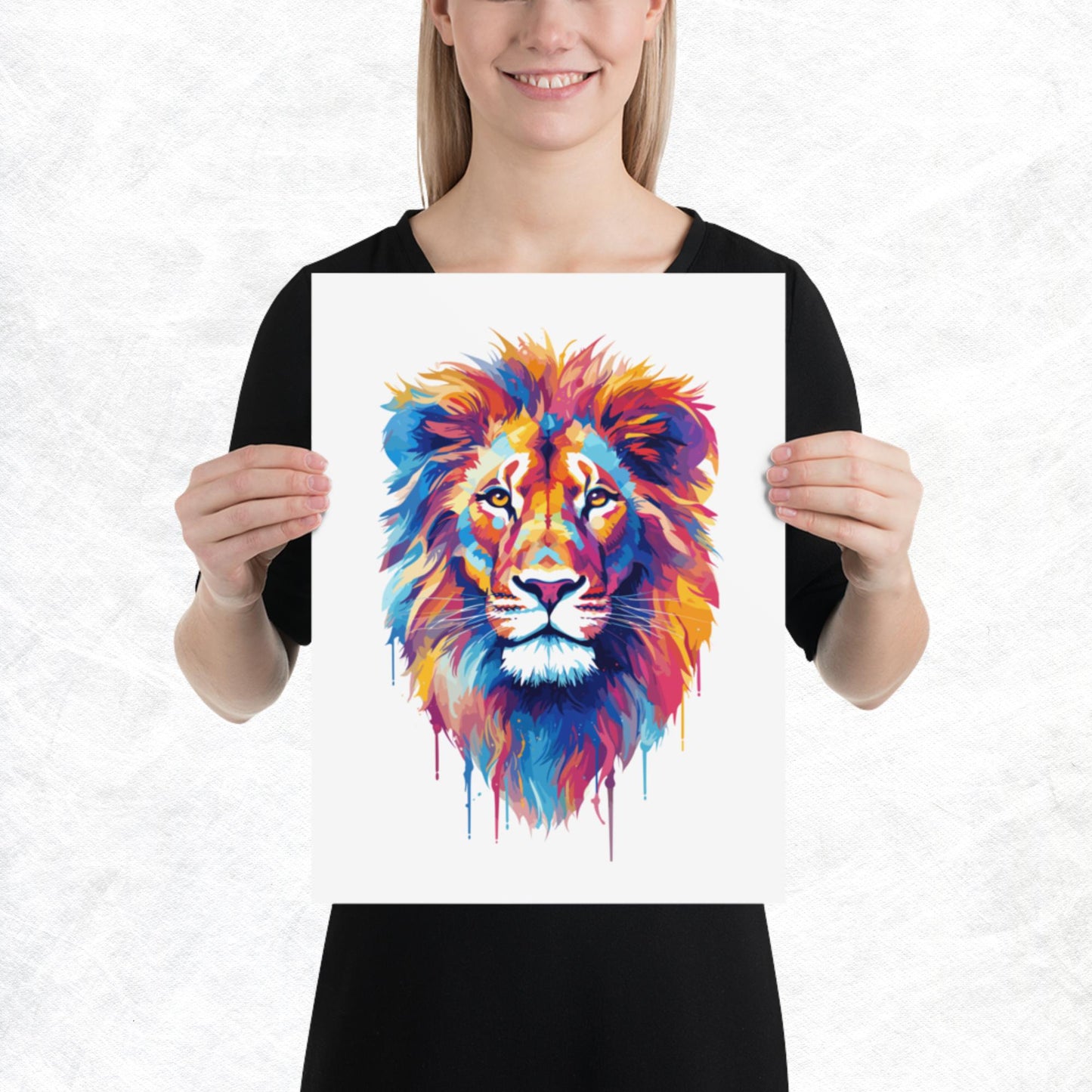 Rainbow Paint Lion Paper Poster