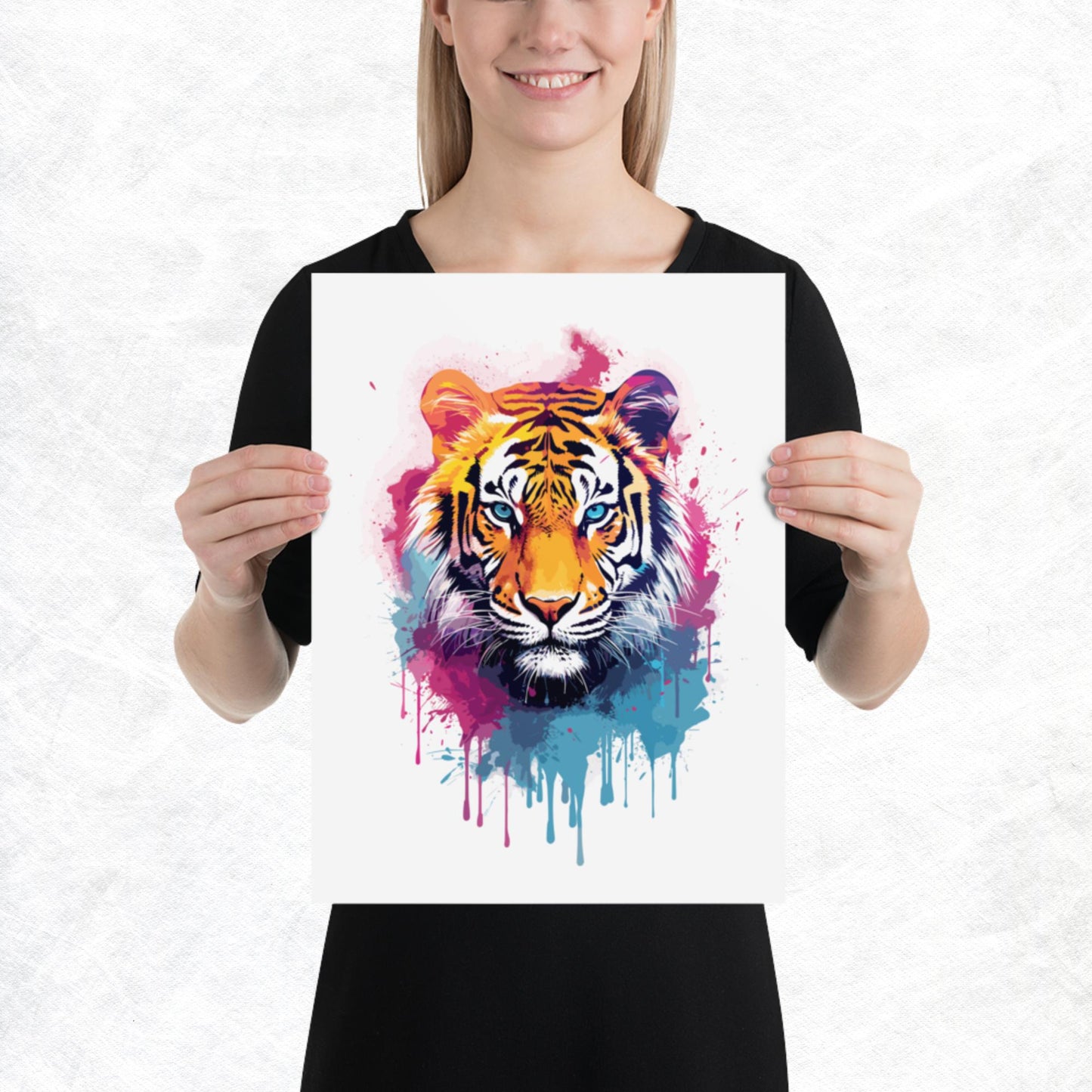 Rainbow Paint Tiger Paper Poster
