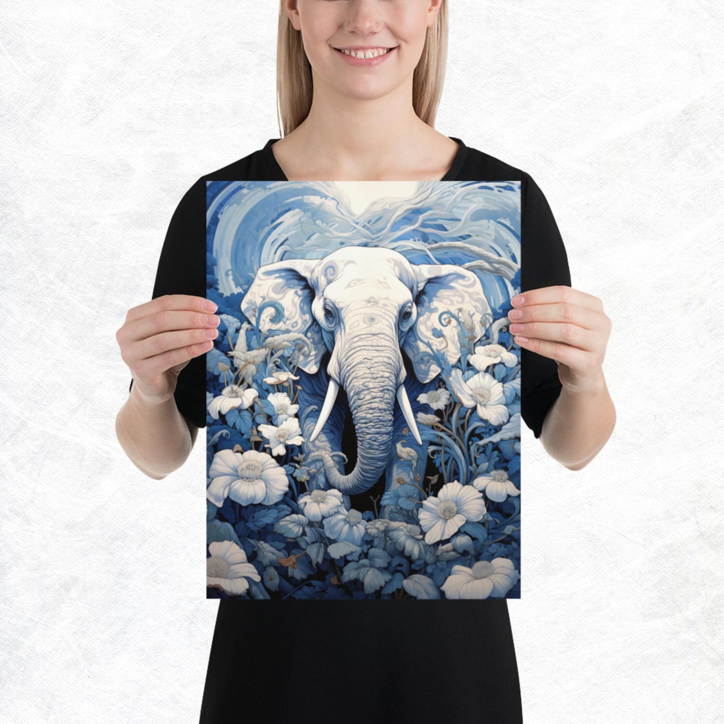 Ukiyo-e Elephant Paper Poster