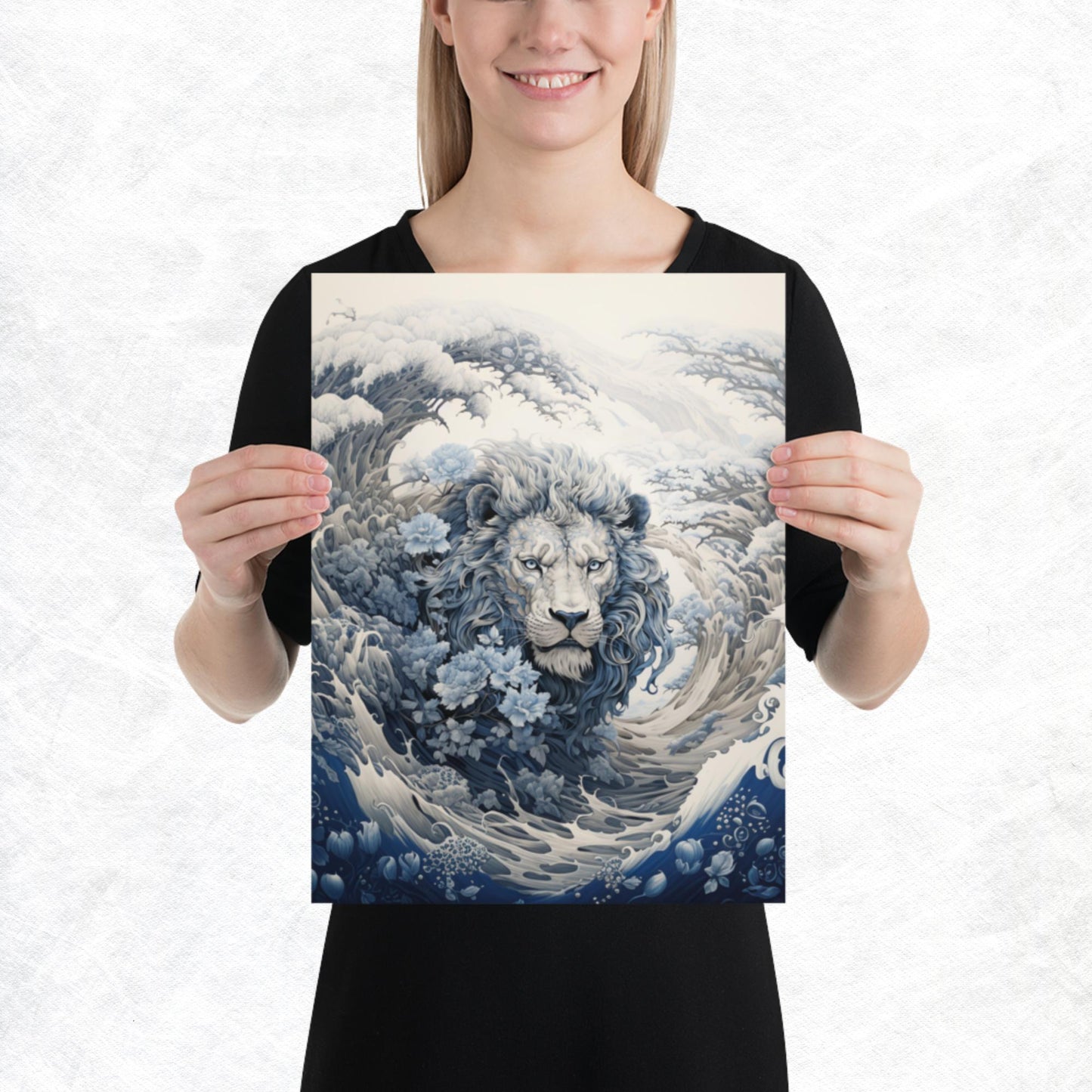 Ukiyo-e Lion Paper Poster