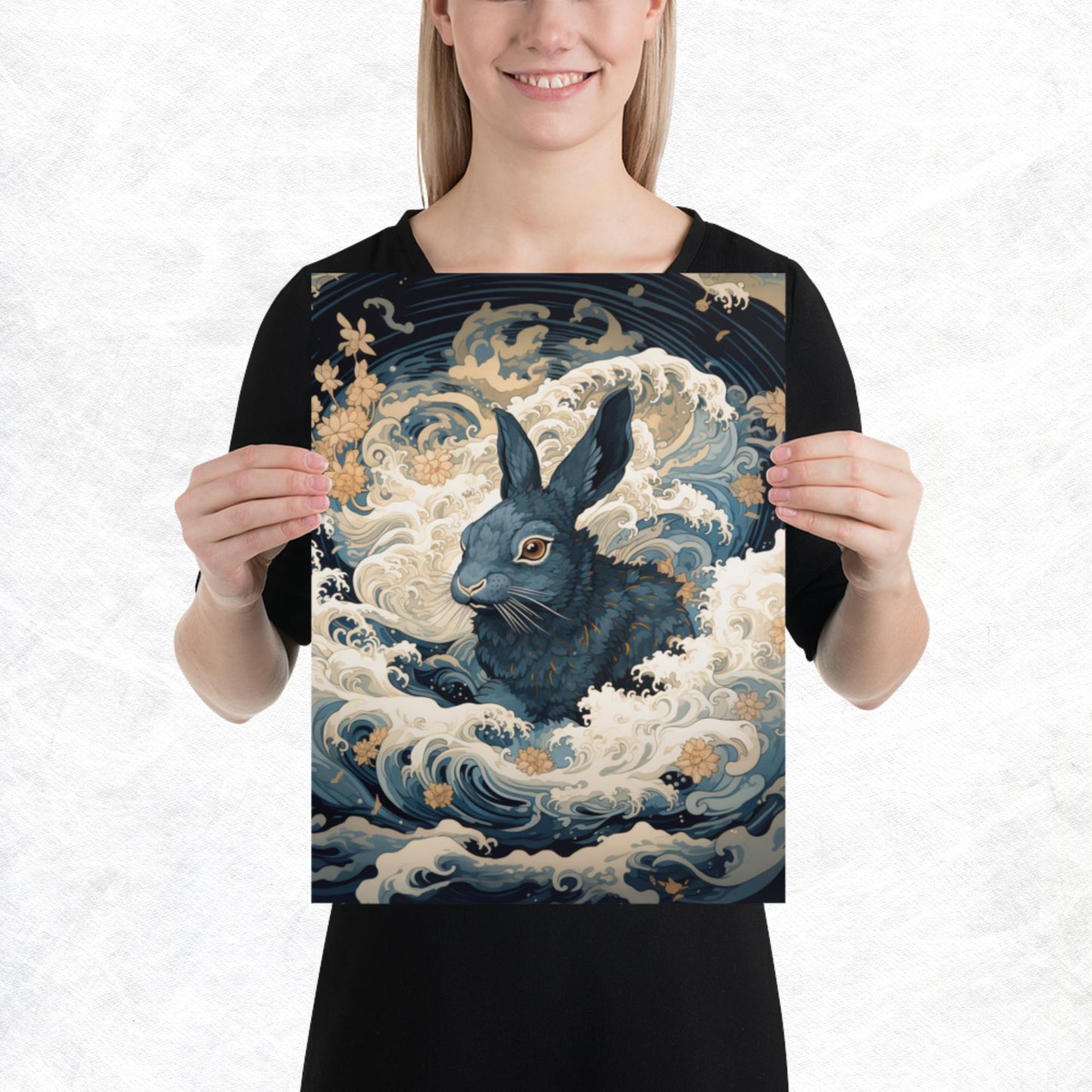 Ukiyo-e Rabbit Paper Poster
