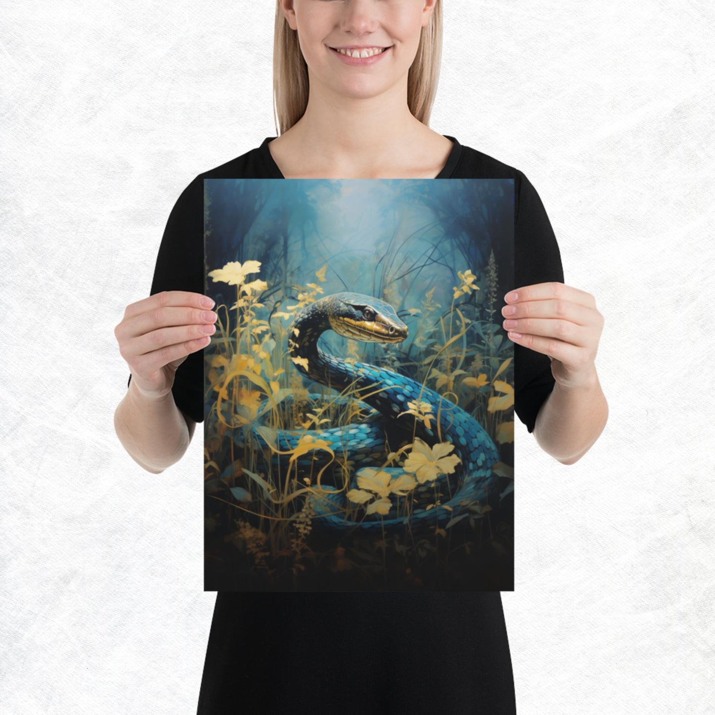 Dark Turquoise Snake Paper Poster