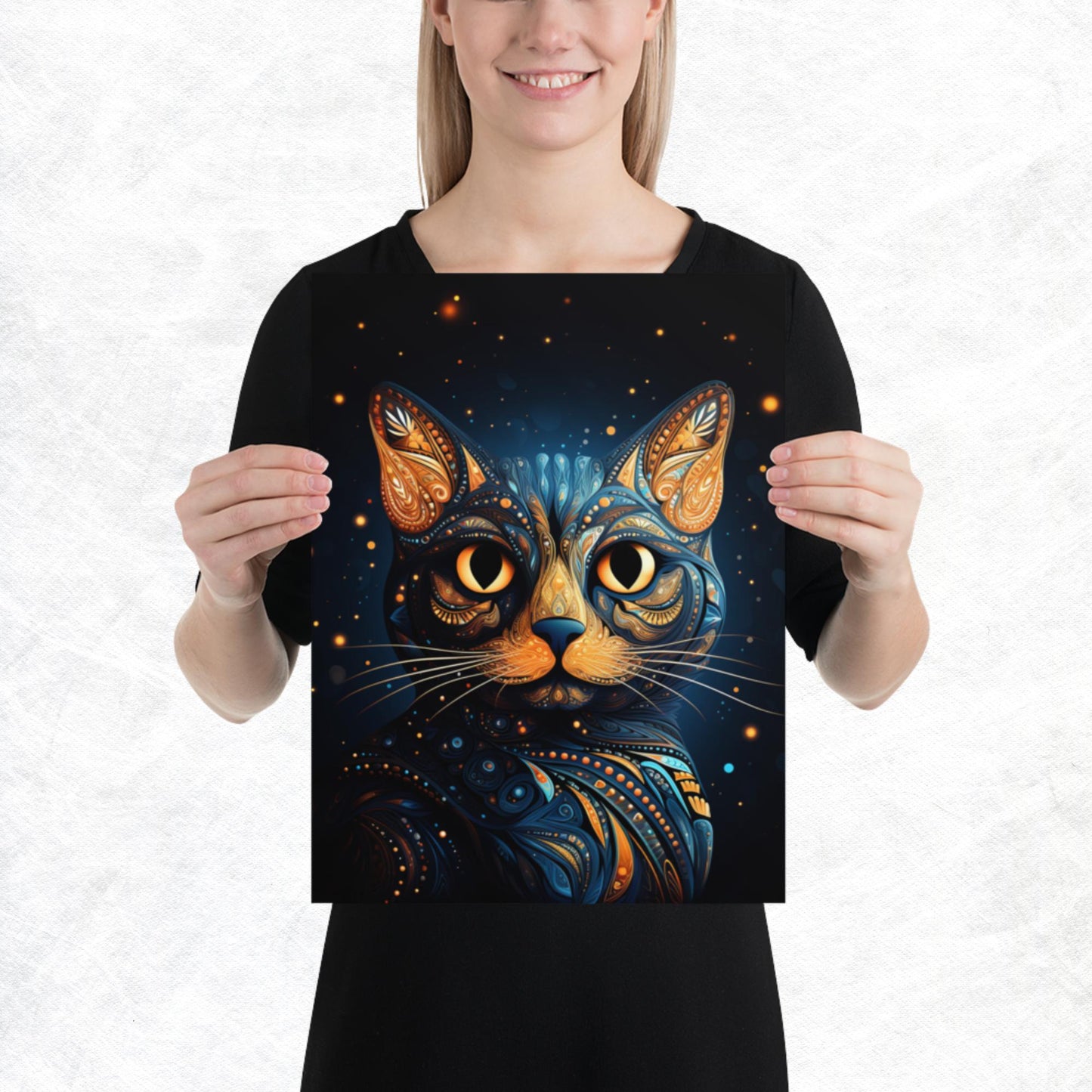Dot Art Cat Paper Poster