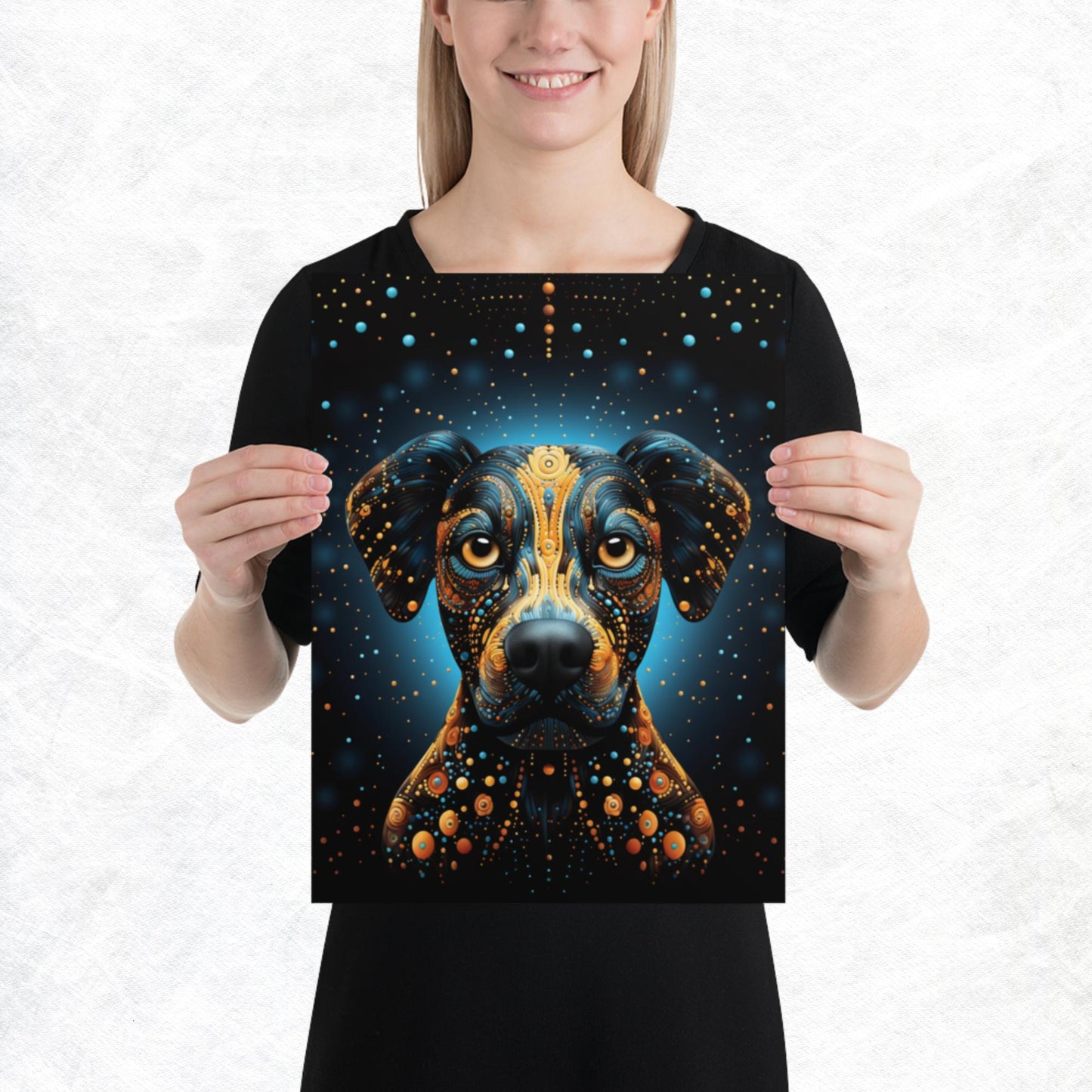 Dot Art Dog Paper Poster