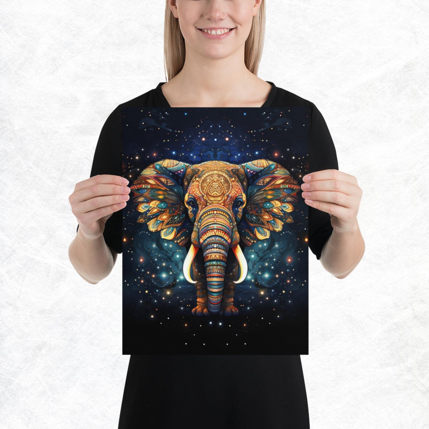 Dot Art Elephant Paper Poster