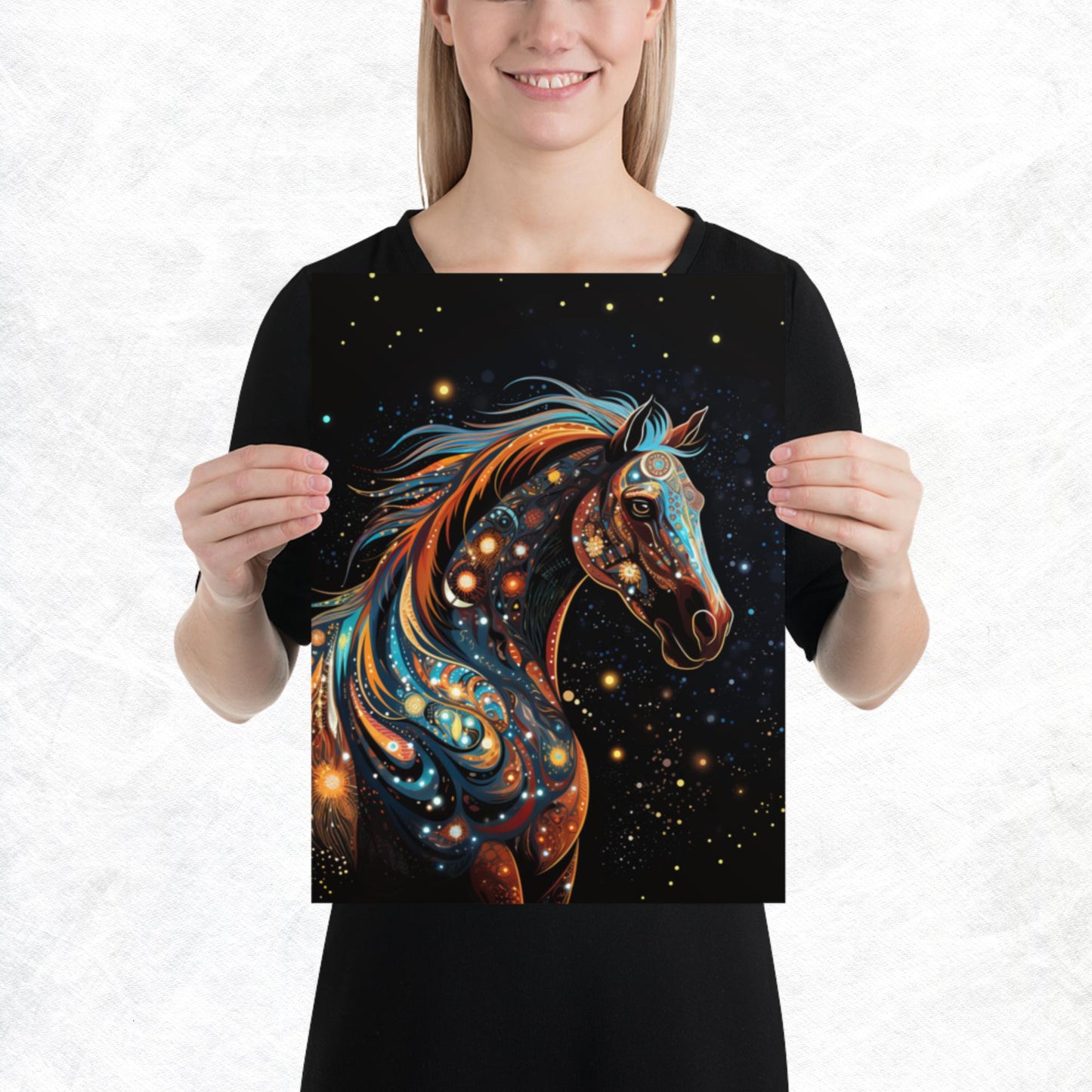 Dot Art Horse Paper Poster