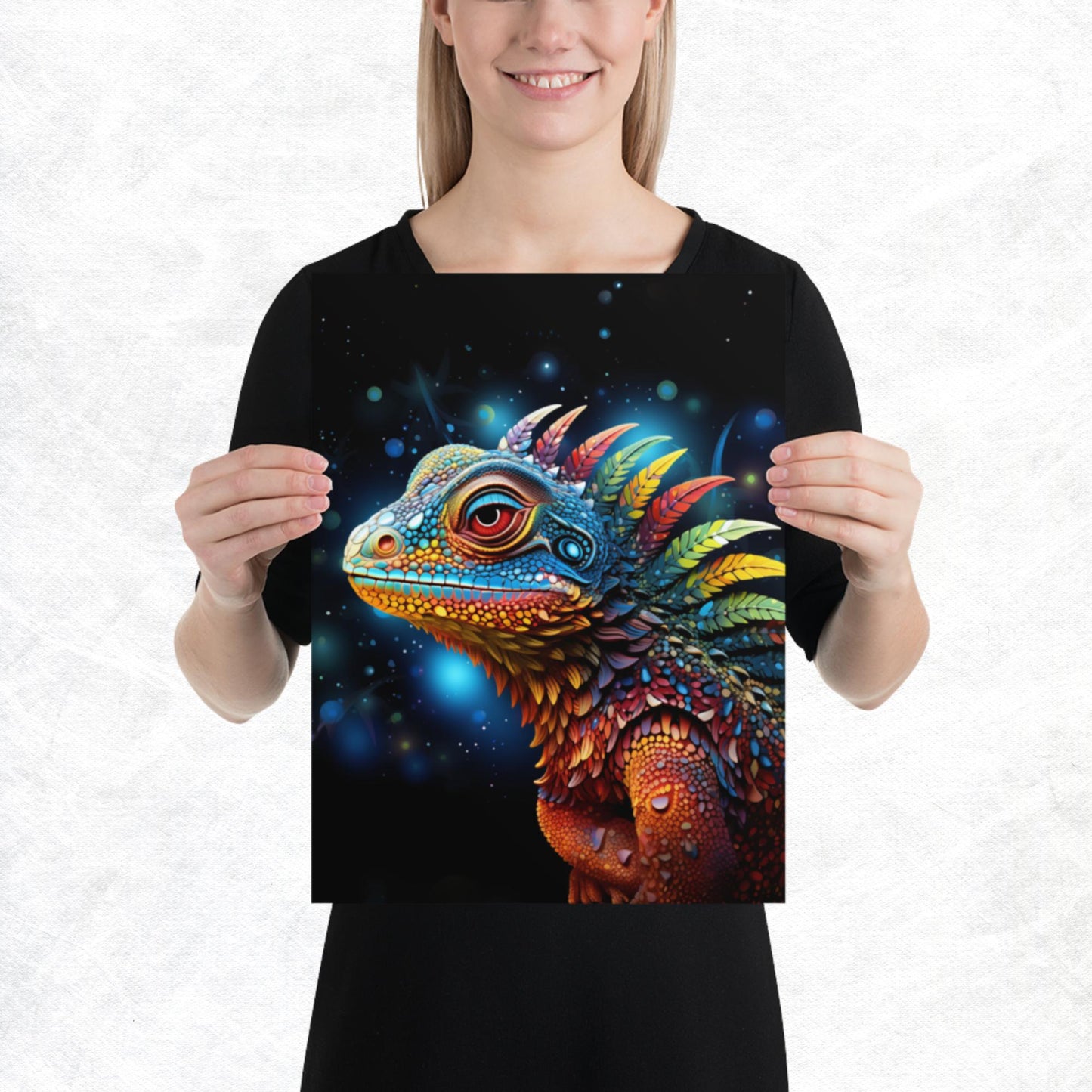 Dot Art Iguana Paper Poster