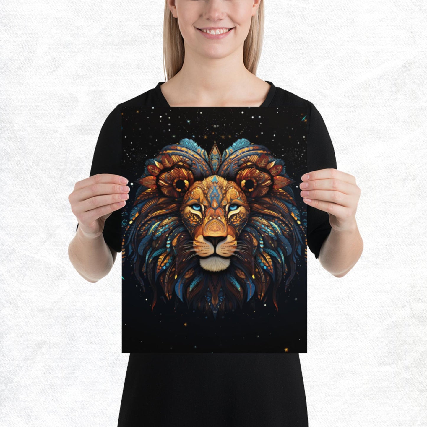 Dot Art Lion Paper Poster