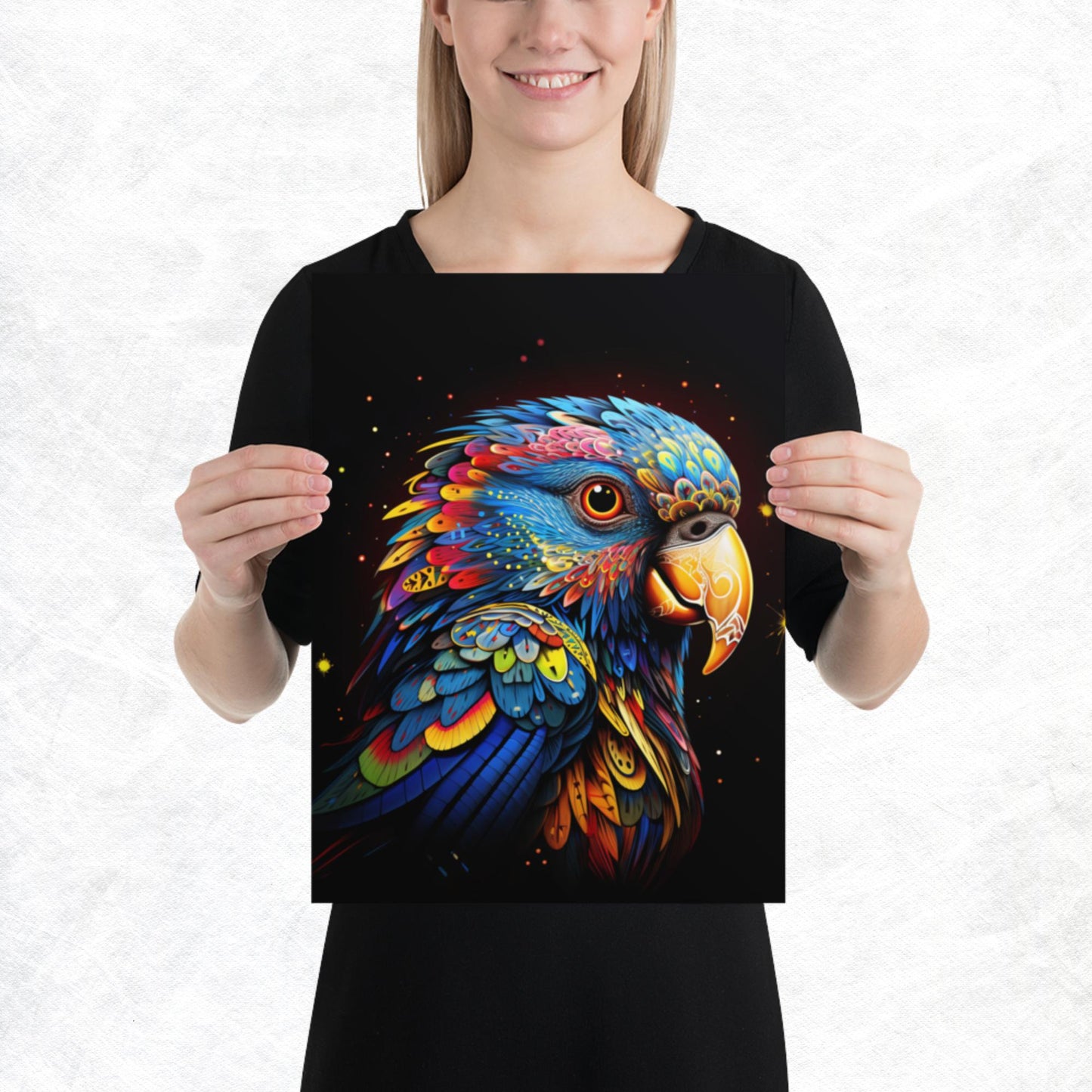 Dot Art Parrot Paper Poster