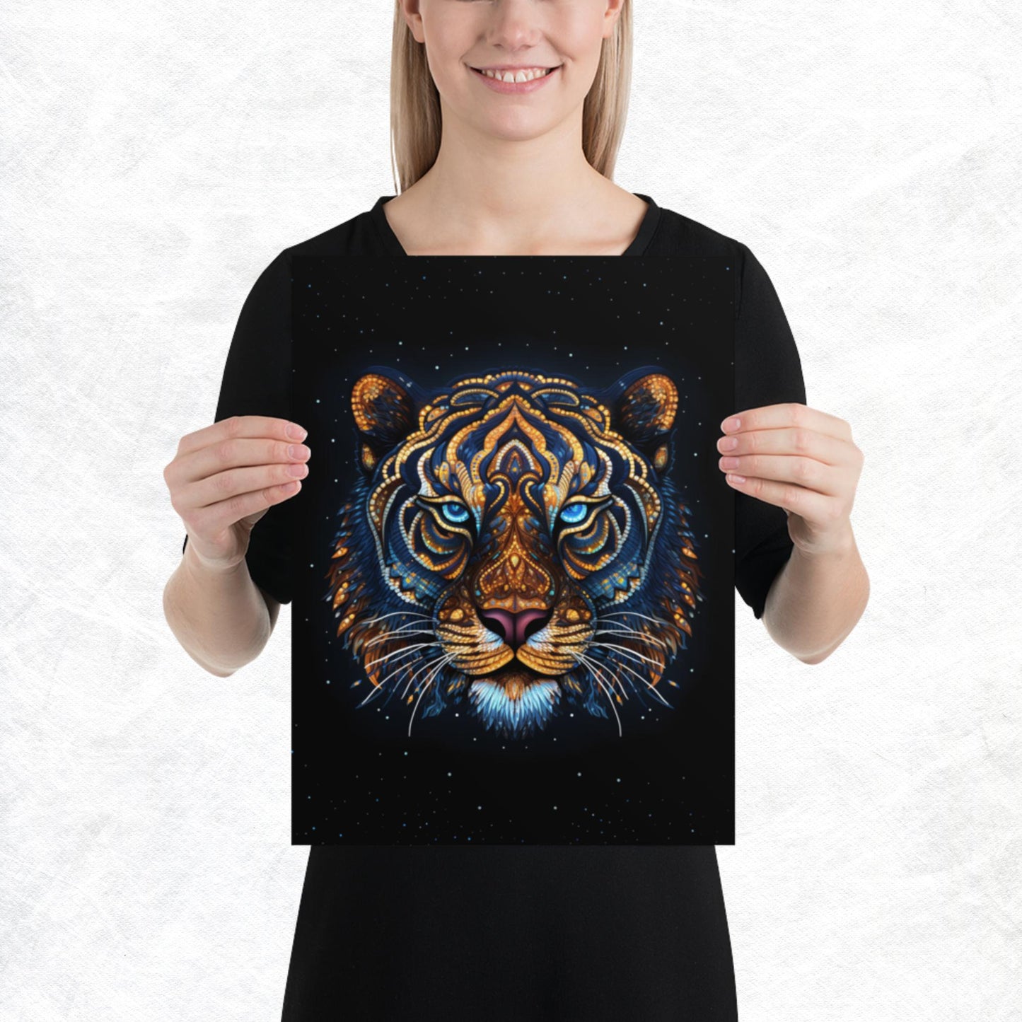 Dot Art Tiger Paper Poster