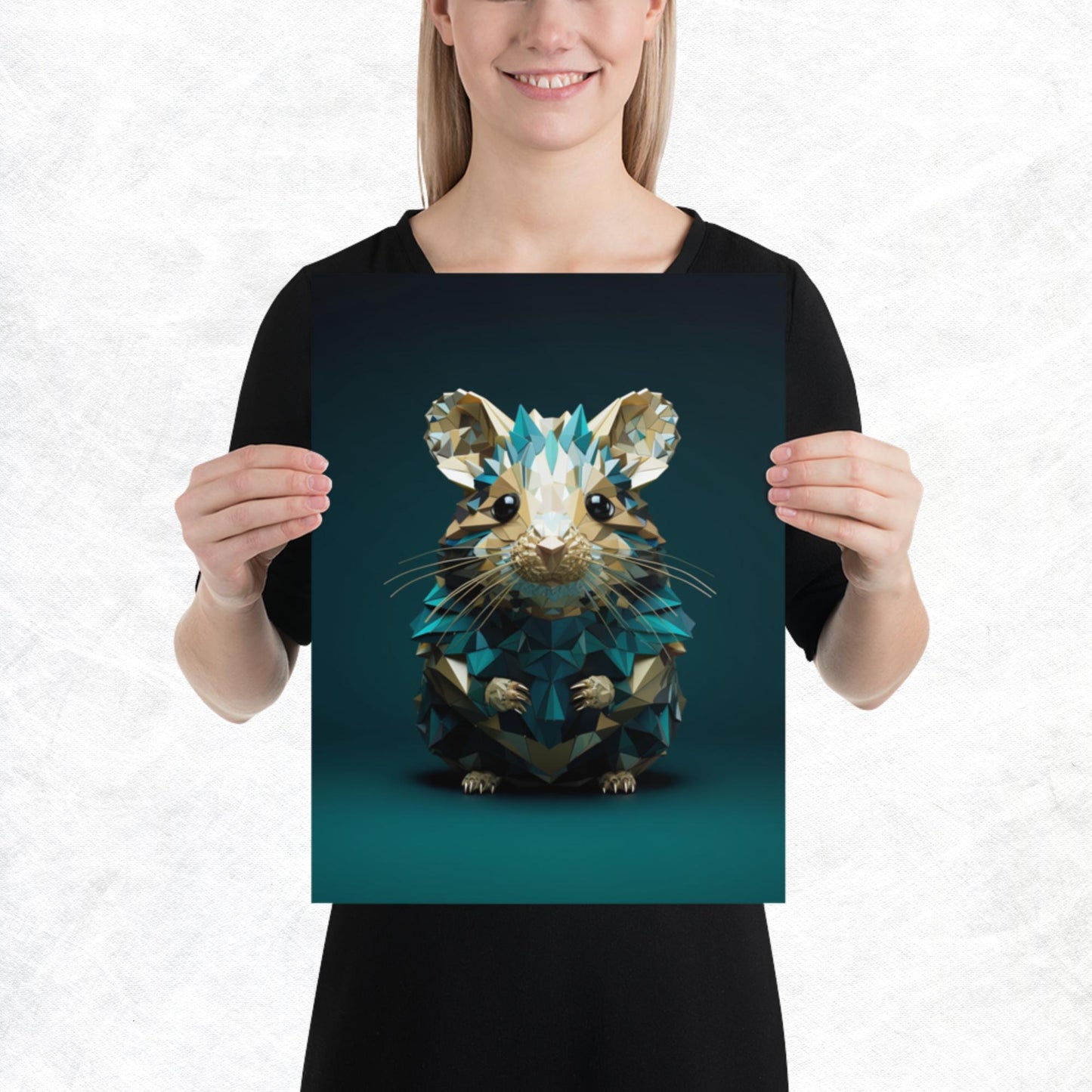 Blue Gold Hamster Paper Poster