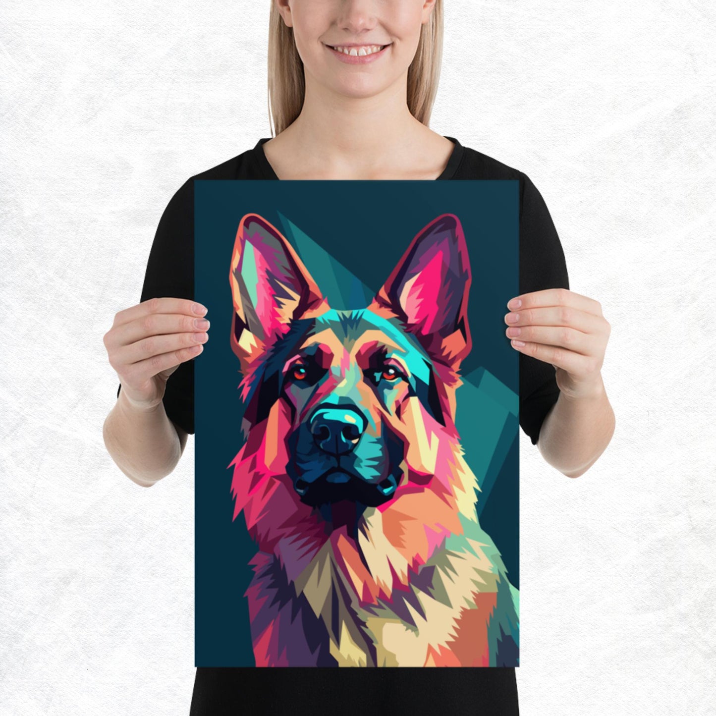 Green and Pink Dog Paper Poster
