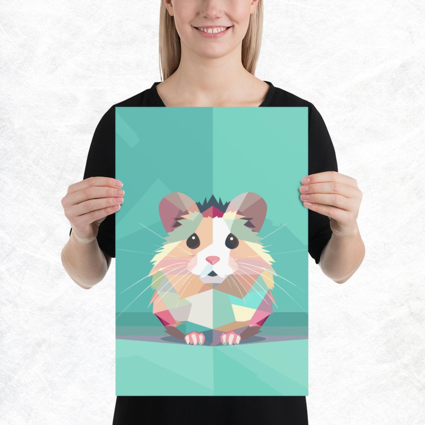 Green and Pink Hamster Paper Poster