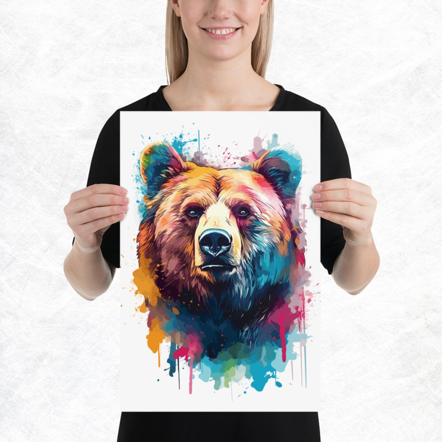 Rainbow Paint Bear Paper Poster