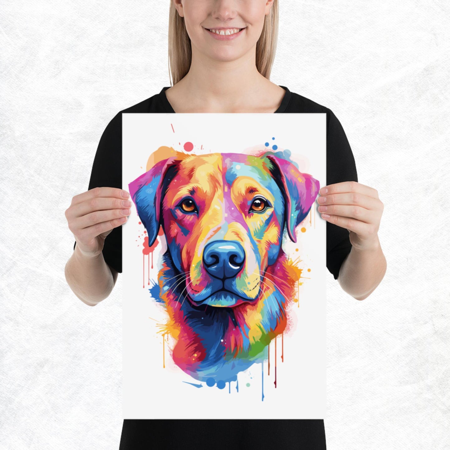 Rainbow Paint Dog Paper Poster