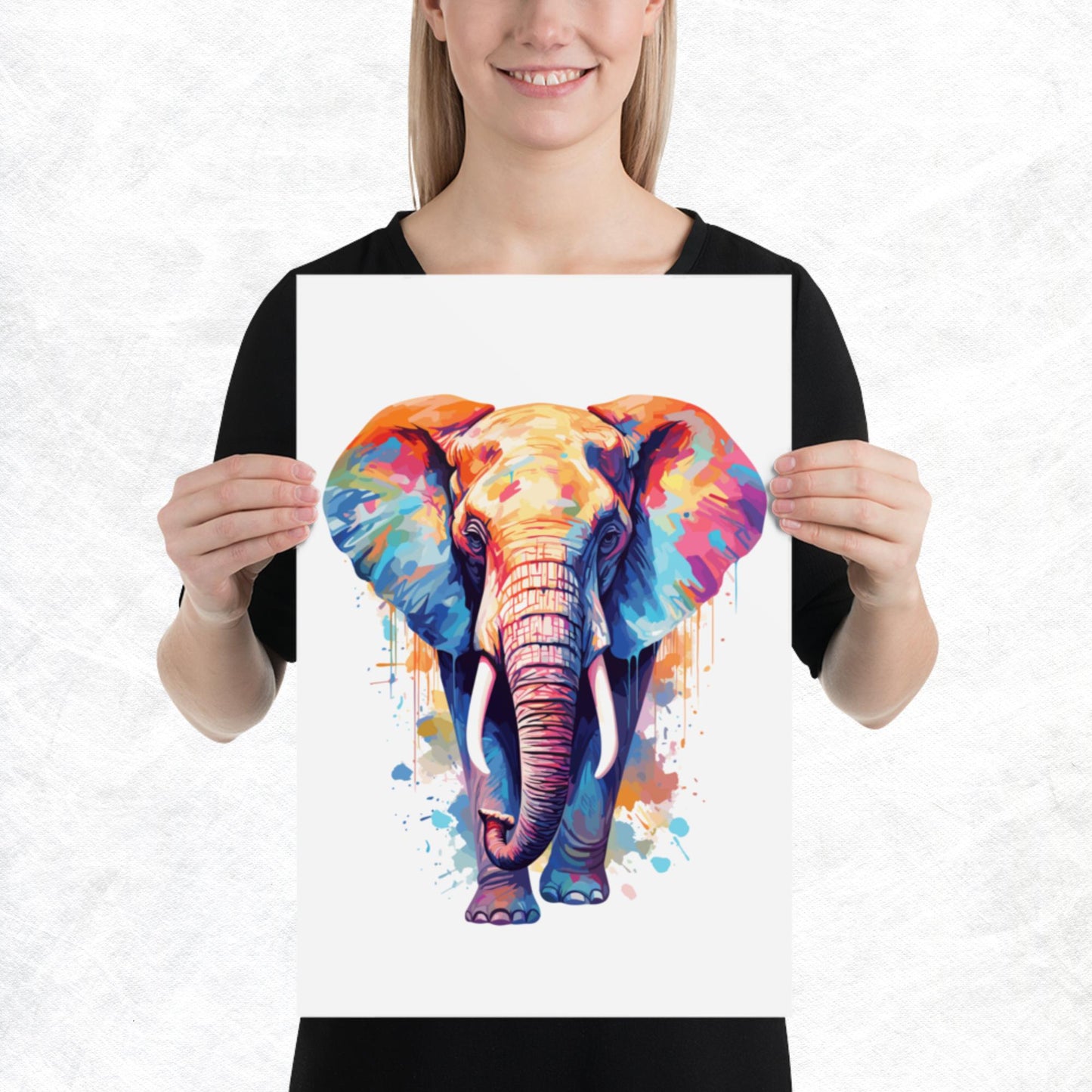 Rainbow Paint Elephant Paper Poster
