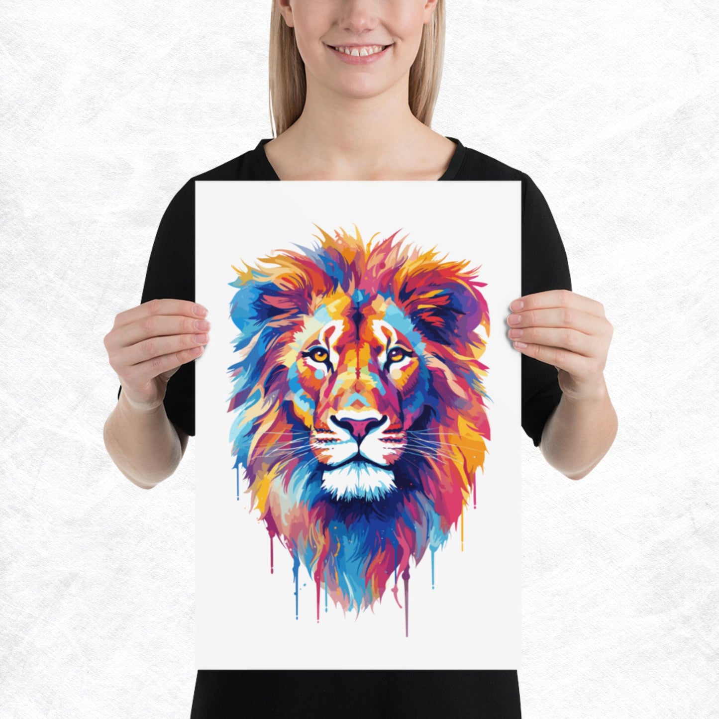 Rainbow Paint Lion Paper Poster