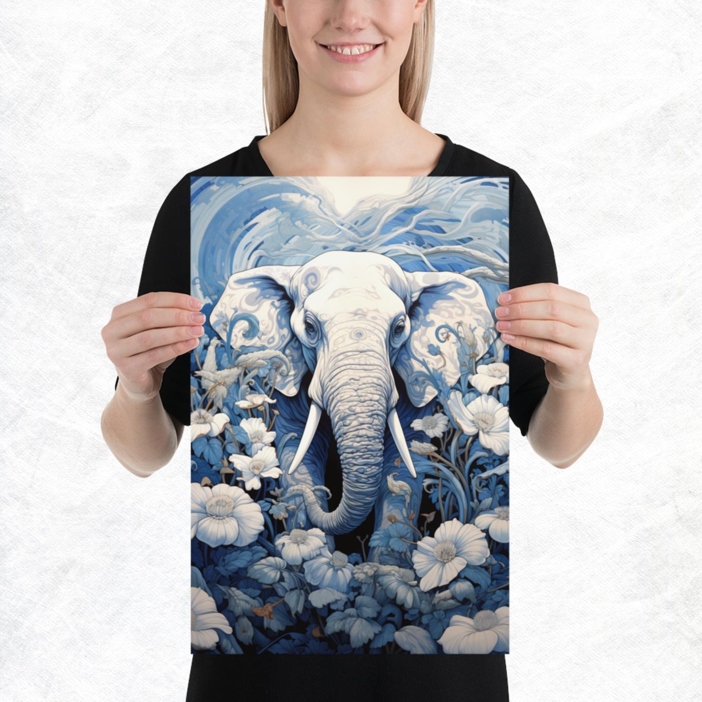 Ukiyo-e Elephant Paper Poster