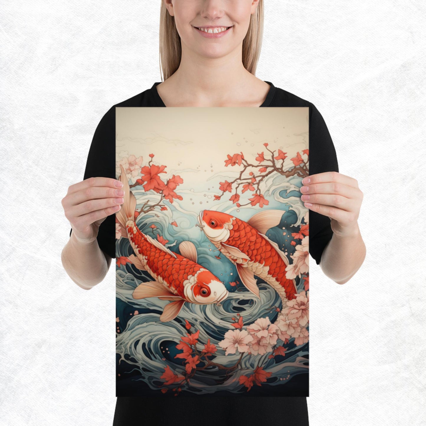 Ukiyo-e Koi Fish Paper Poster