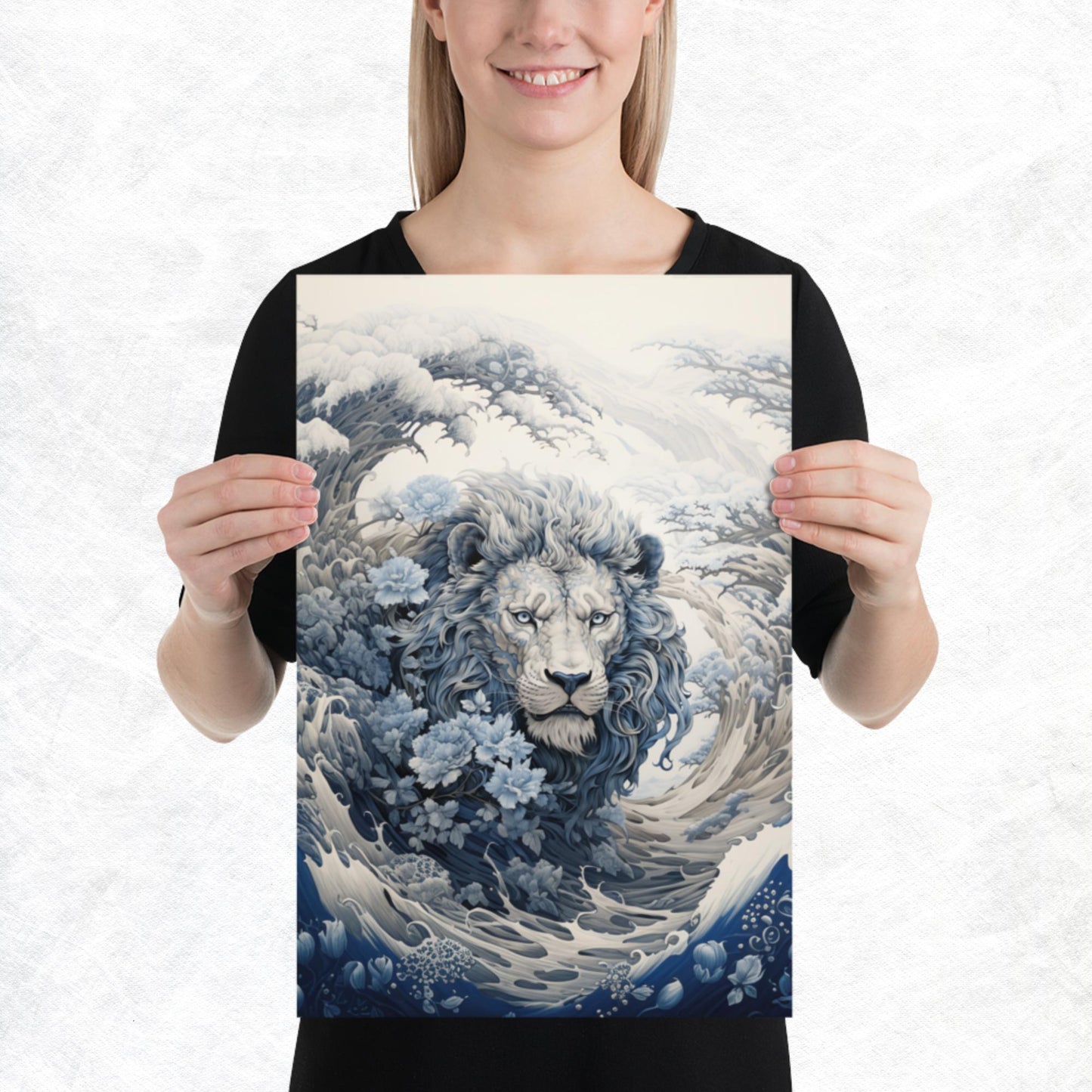 Ukiyo-e Lion Paper Poster