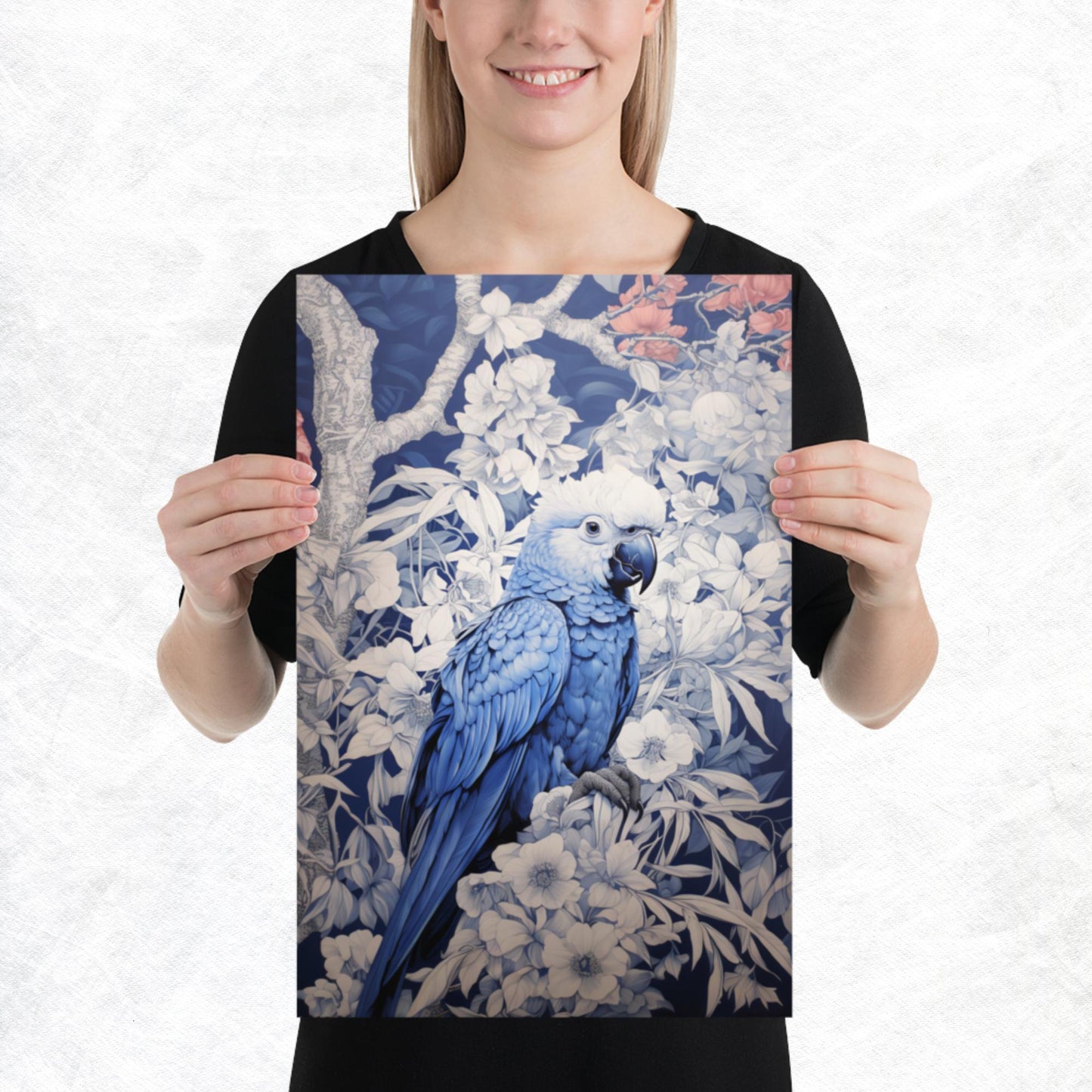 Ukiyo-e Parrot Paper Poster