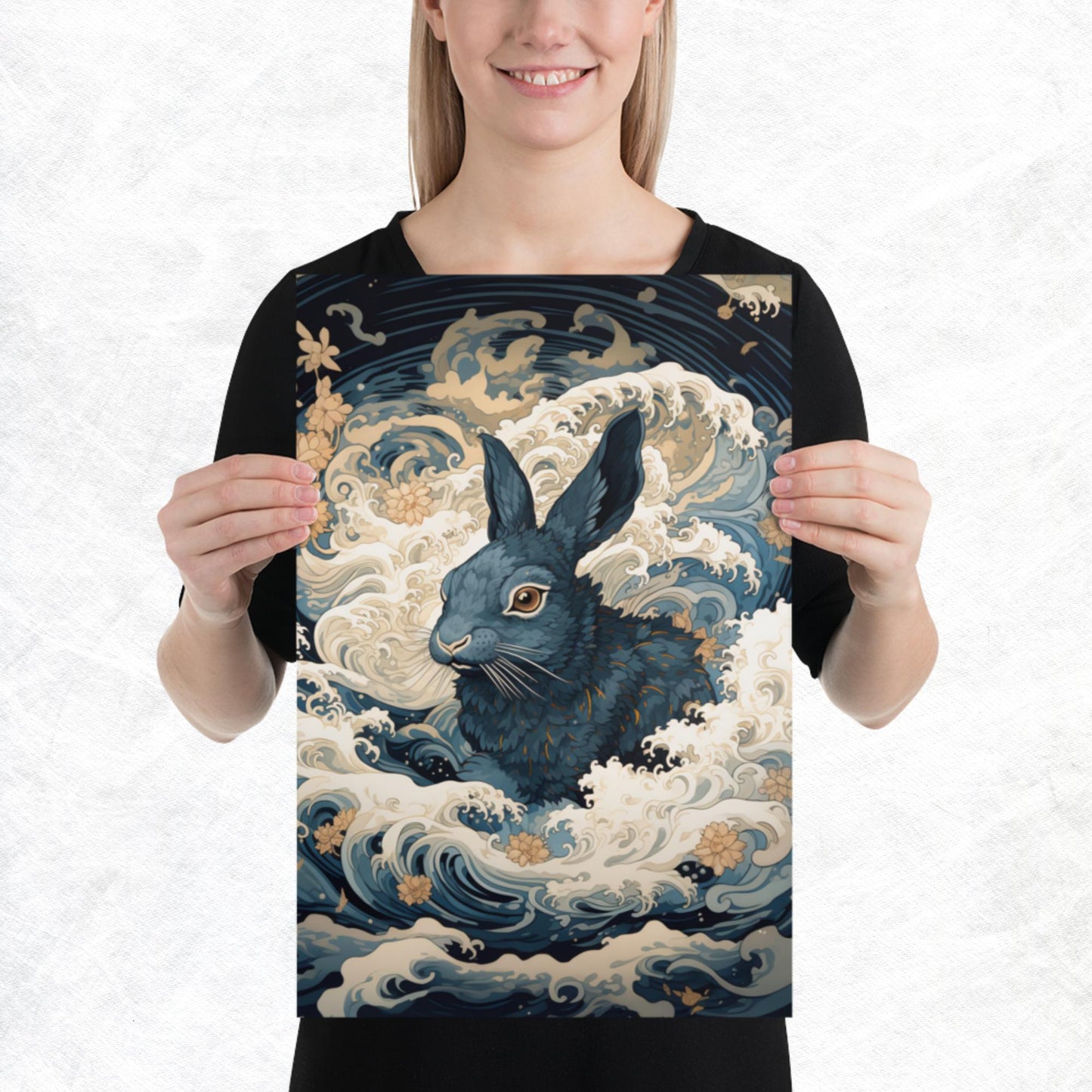 Ukiyo-e Rabbit Paper Poster